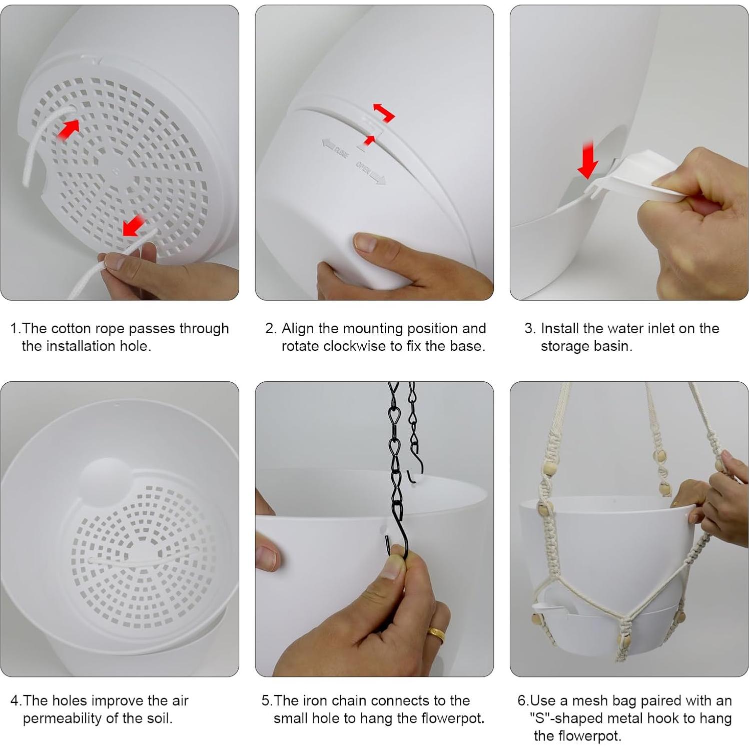 Macetas colgantes autorriego Meowell 25,4 cm 2 piezas blancas