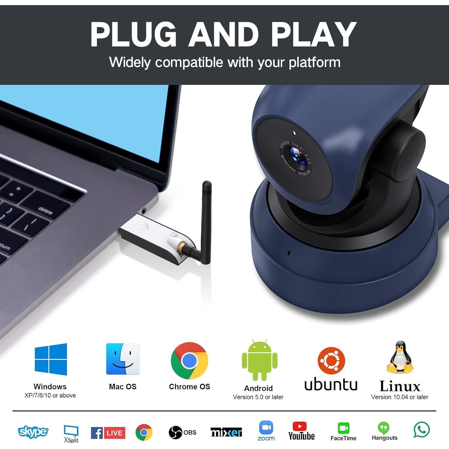 Cámara Web Inalámbrica Gsou W31 1080P HD con Soporte