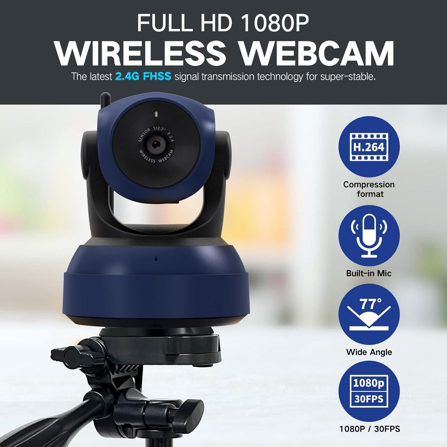 Cámara Web Inalámbrica Gsou W31 1080P HD con Soporte