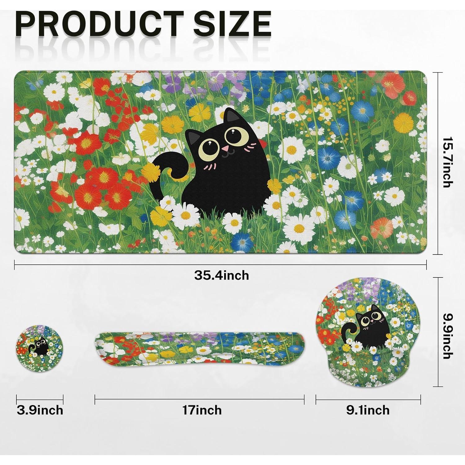 Arttown Alfombrilla de Escritorio 4 en 1 Gato Negro 90x40cm