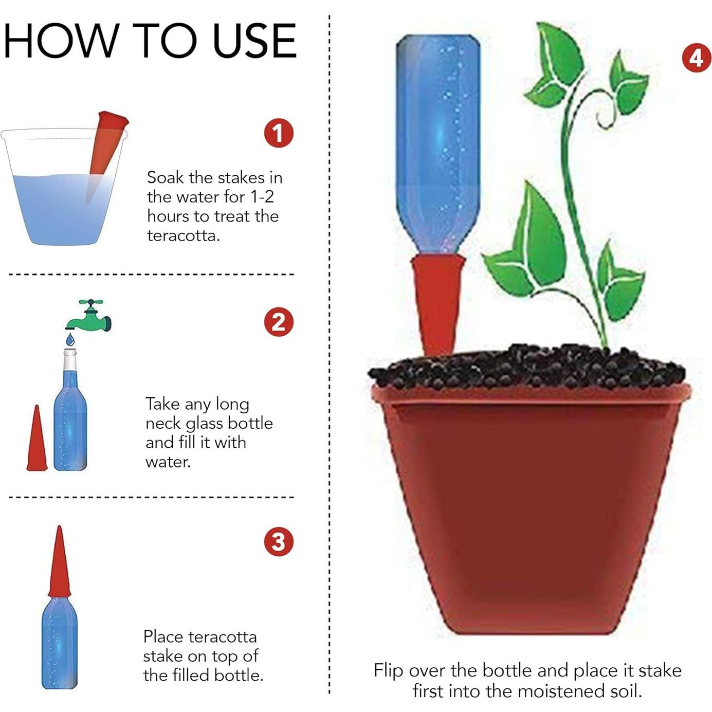 Estacas de Autorriego Modern Innovations 4 Unidades Terracota