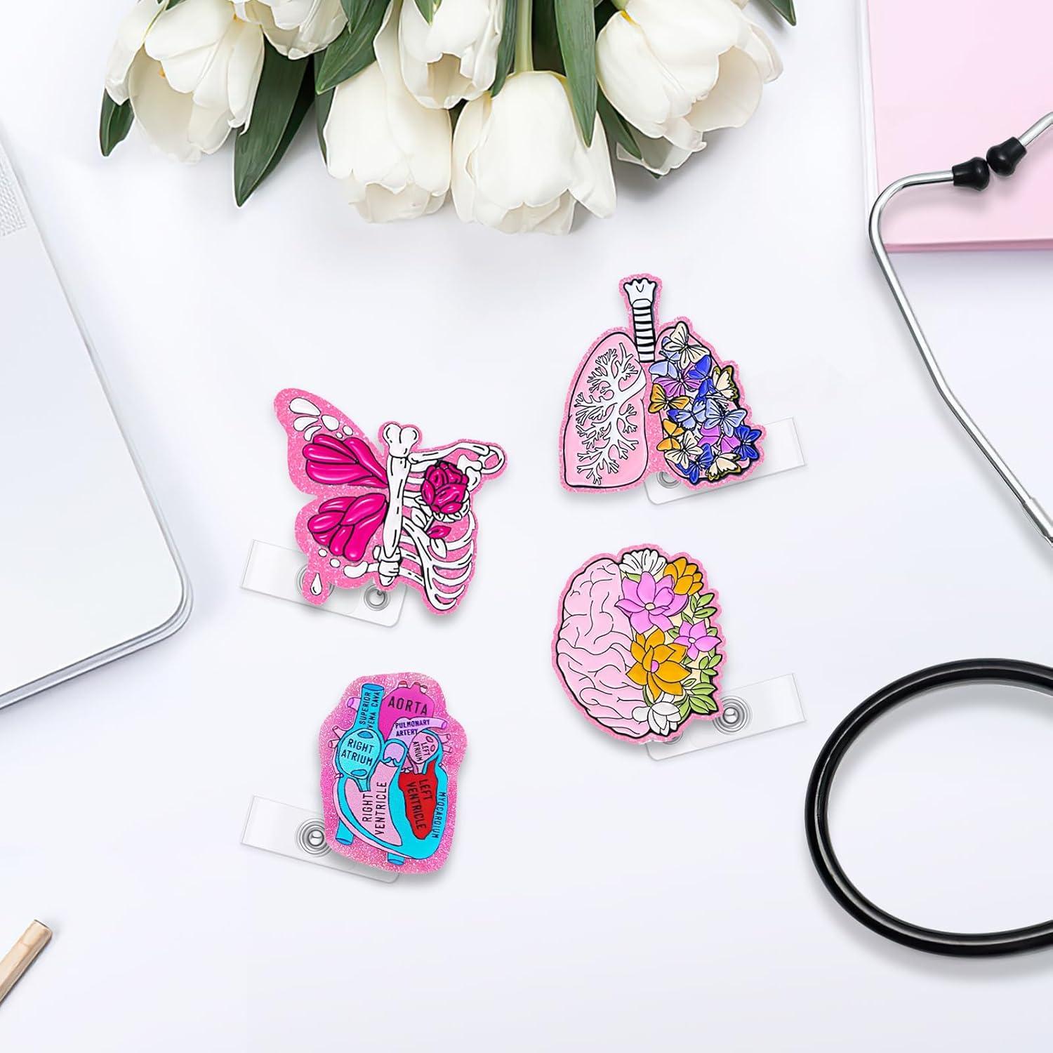 4 Portapases de Enfermera Elephtree Corazón Cerebro Pulmón