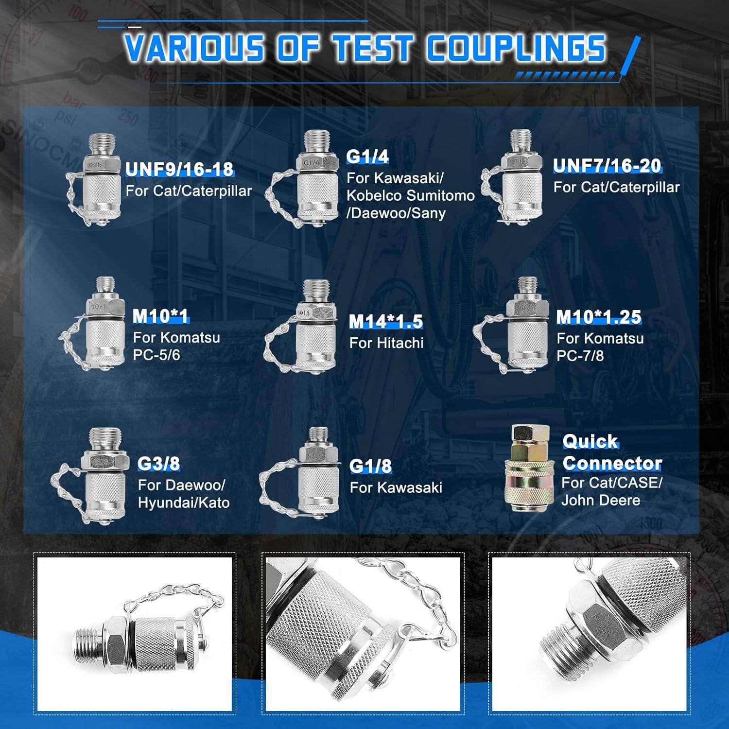 Kit de Manómetros de Presión Hidráulica SINOCMP 3 Manómetros 150 cm
