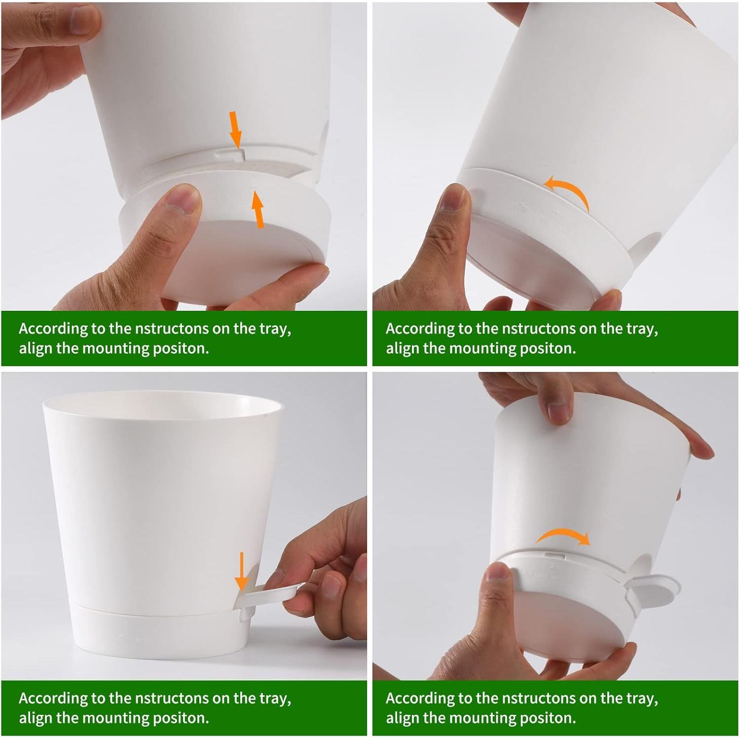 Macetas Autorriego 6 PCS Qaobo 12,7 cm Drenaje Blanco