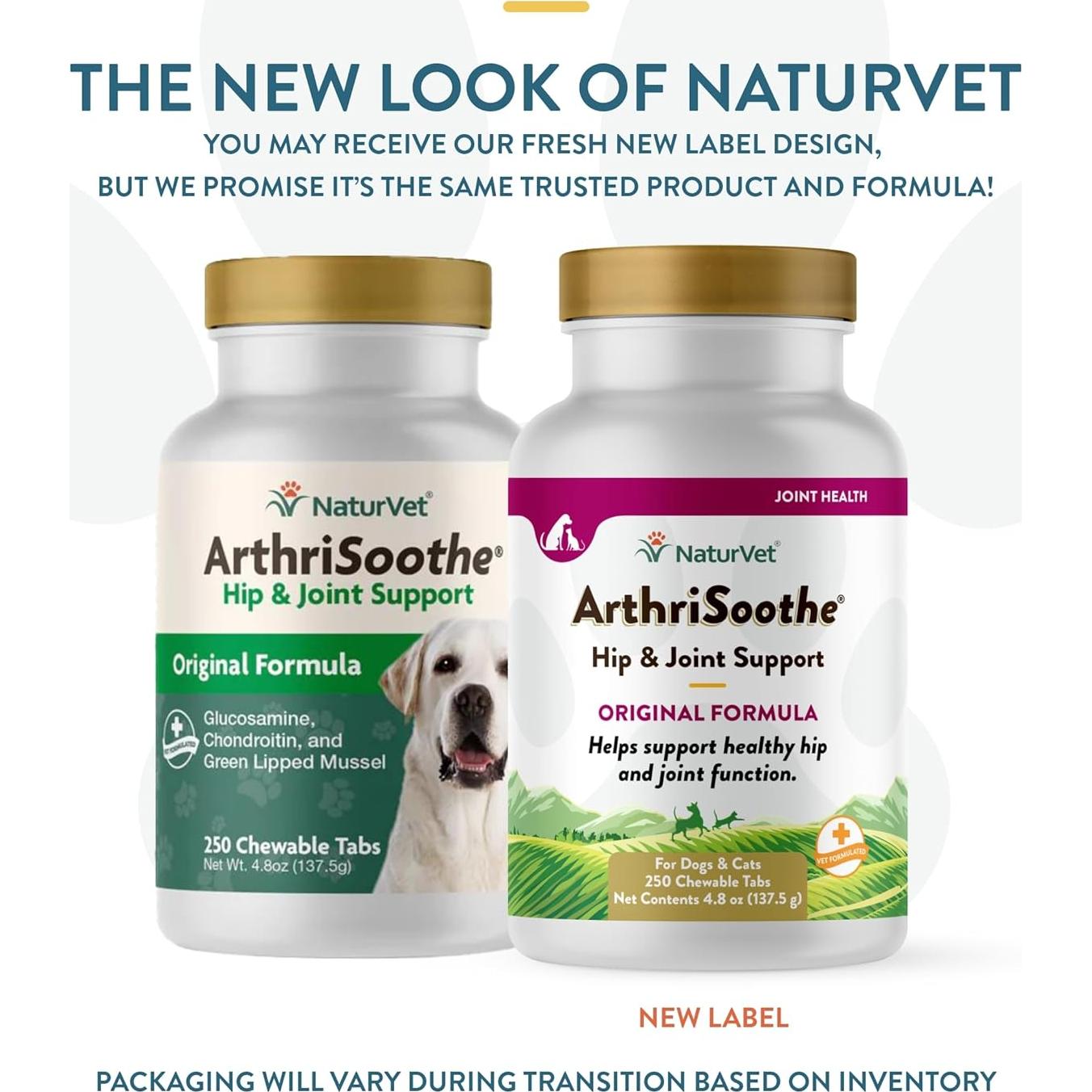 Suplemento NaturVet ArthriSoothe para Caderas y Articulaciones 250 Ct