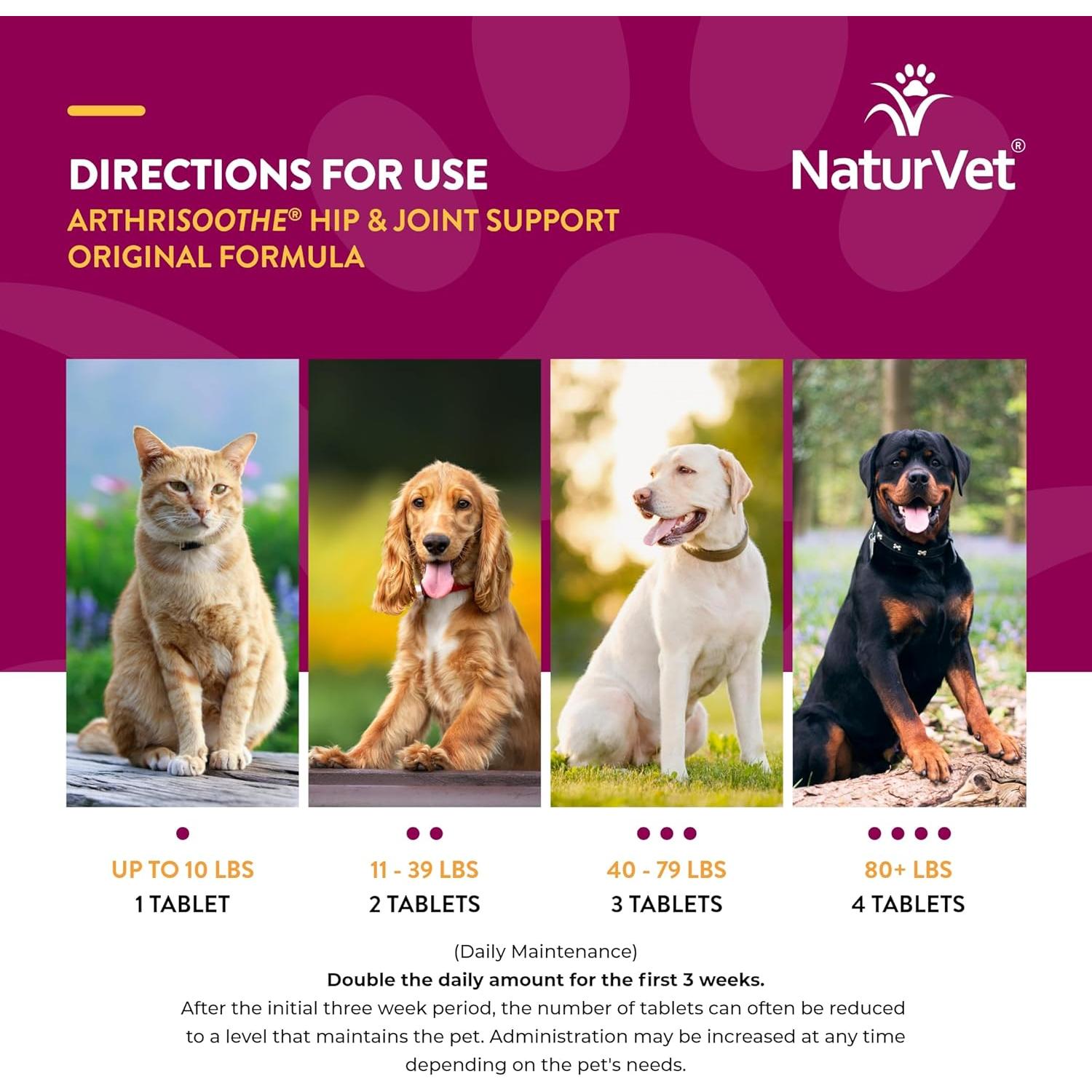 Suplemento NaturVet ArthriSoothe para Caderas y Articulaciones 250 Ct