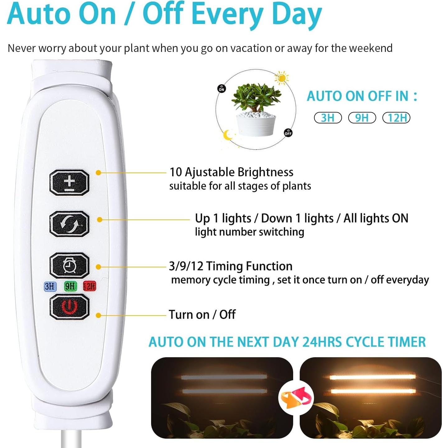 Tiras de luz LED para plantas Hywyimlait 3500K 2 cabezales