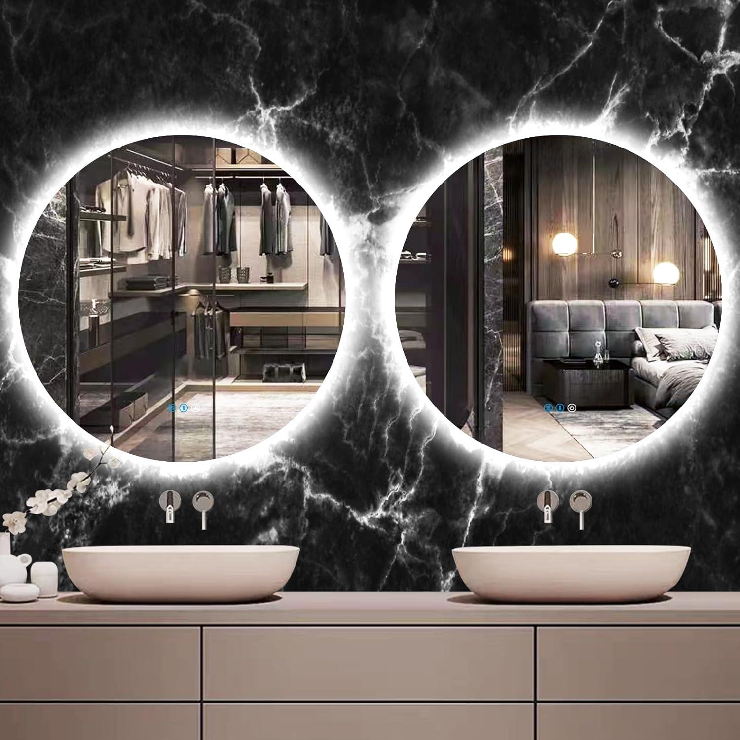 Espejo Redondo Retroiluminado DIDIDADA 91.4 cm Antivaho 3 Colores