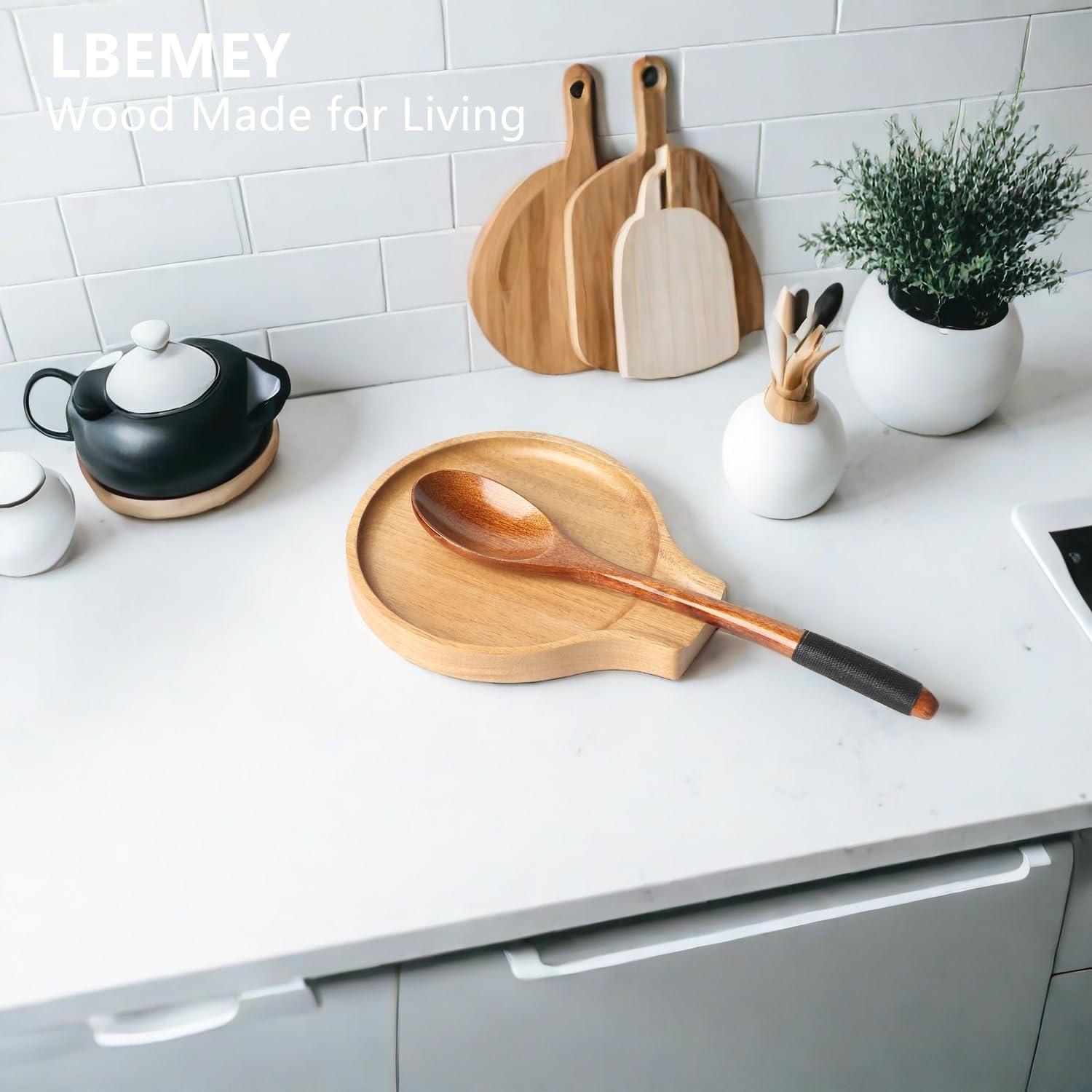 Soporte de Cuchara de Madera de Acacia LBEMEY Antideslizante