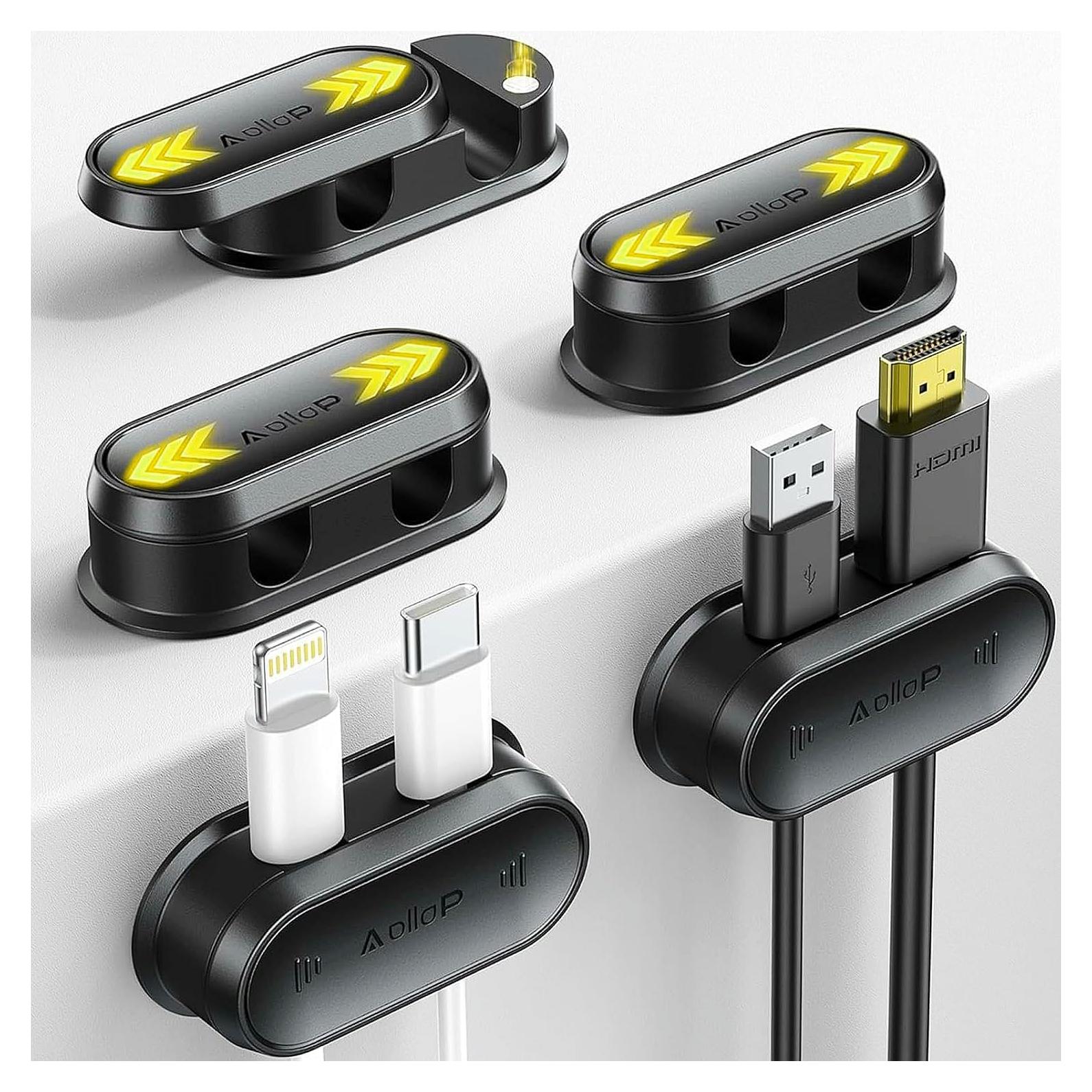 Organizador de Cables Magnético AOLLOP 10 Agujeros Negro