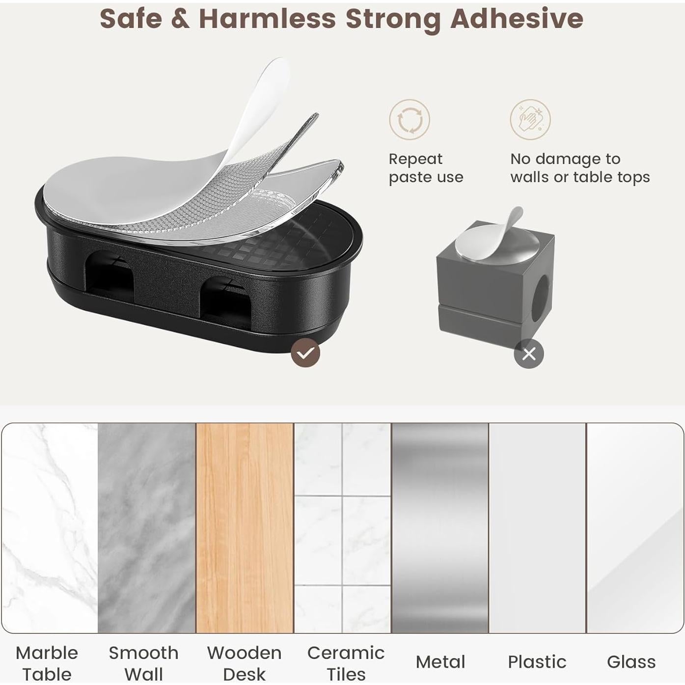 Organizador de Cables Magnético AOLLOP 10 Agujeros Negro