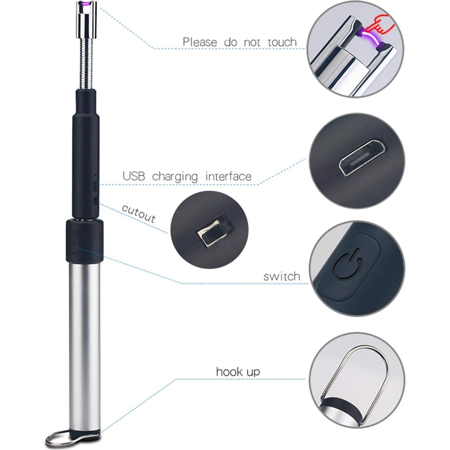 Encendedor Eléctrico Telescópico Summoner 32.5cm Recargable USB