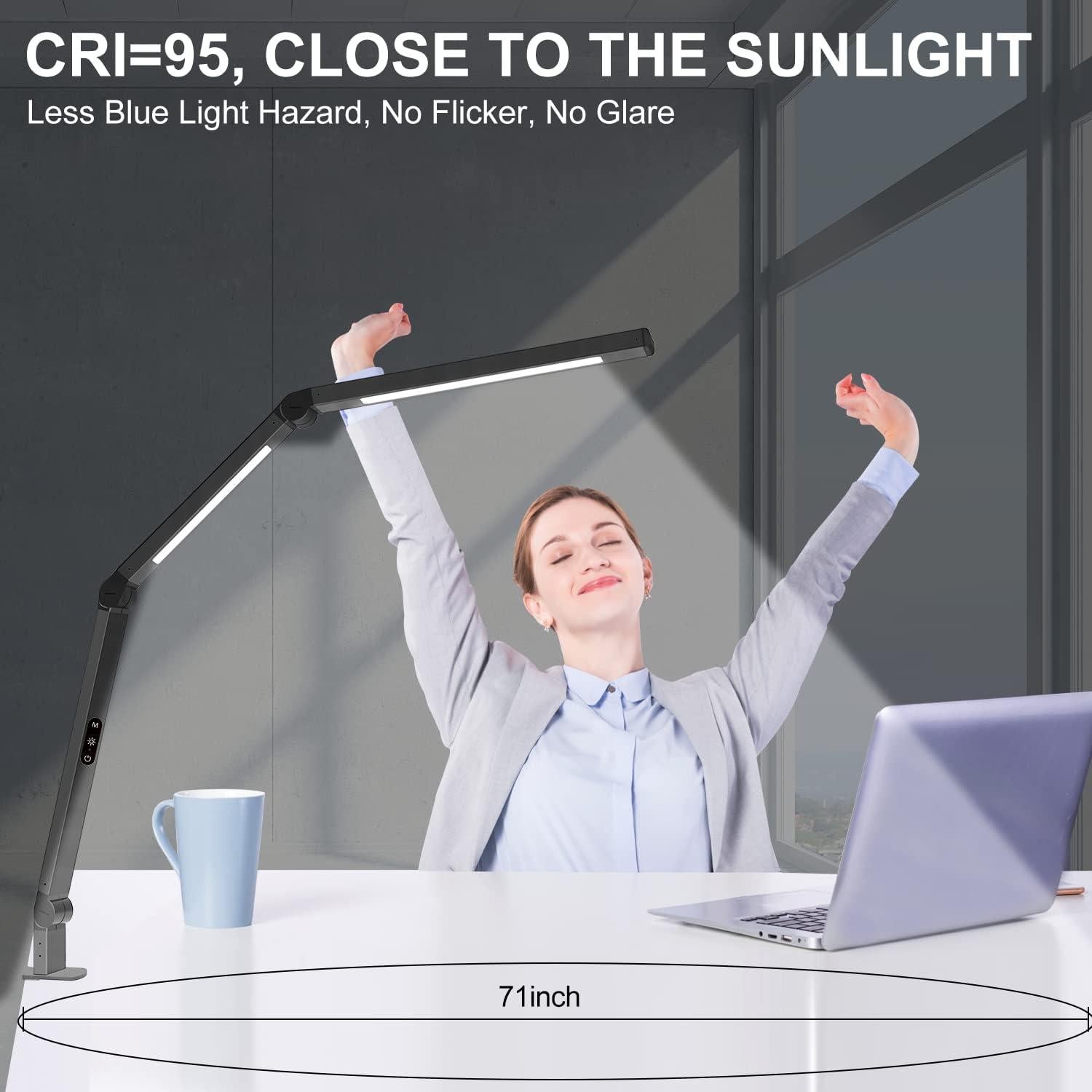 Lámpara de Escritorio LED Micomlan con Abrazadera y Luz Doble