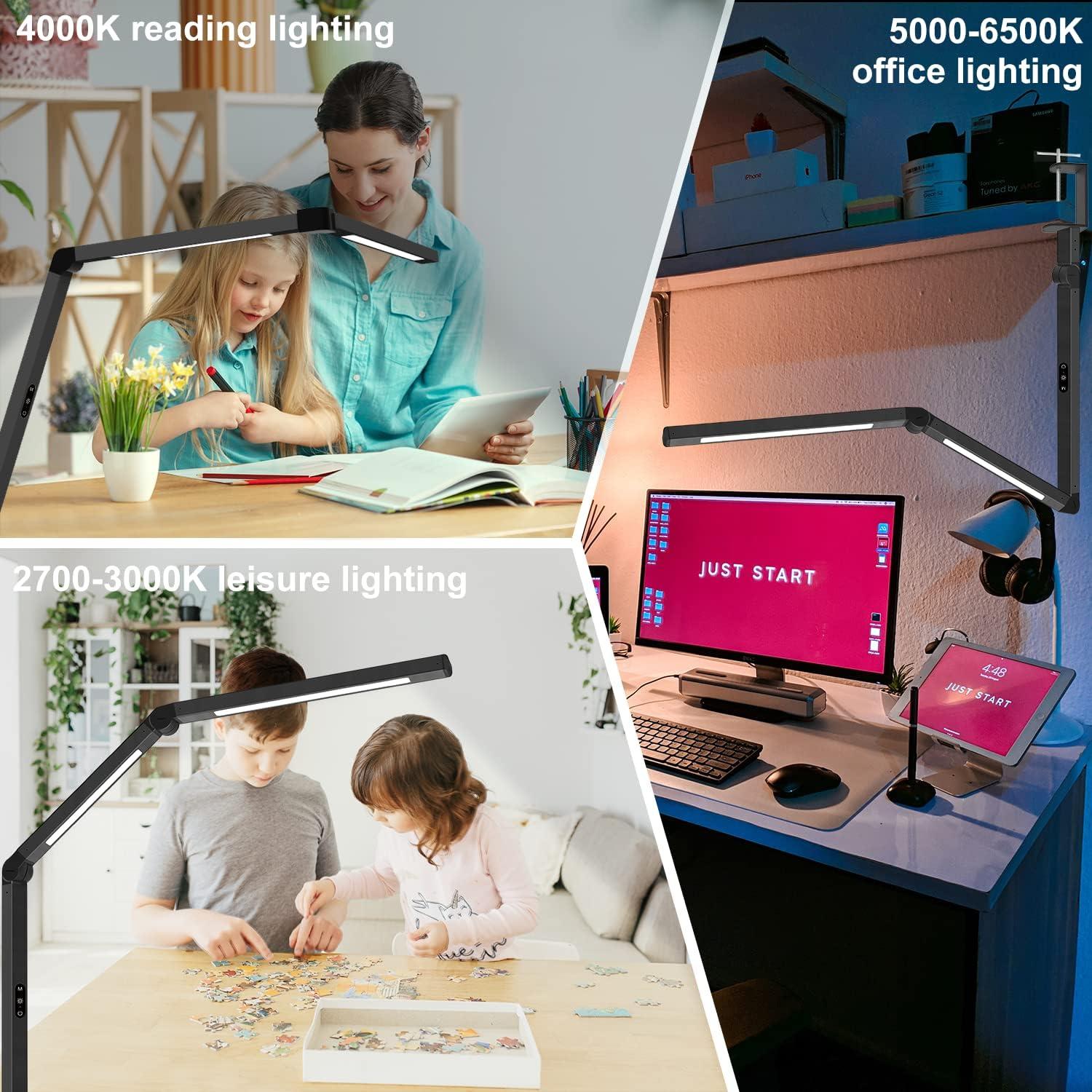 Lámpara de Escritorio LED Micomlan con Abrazadera y Luz Doble