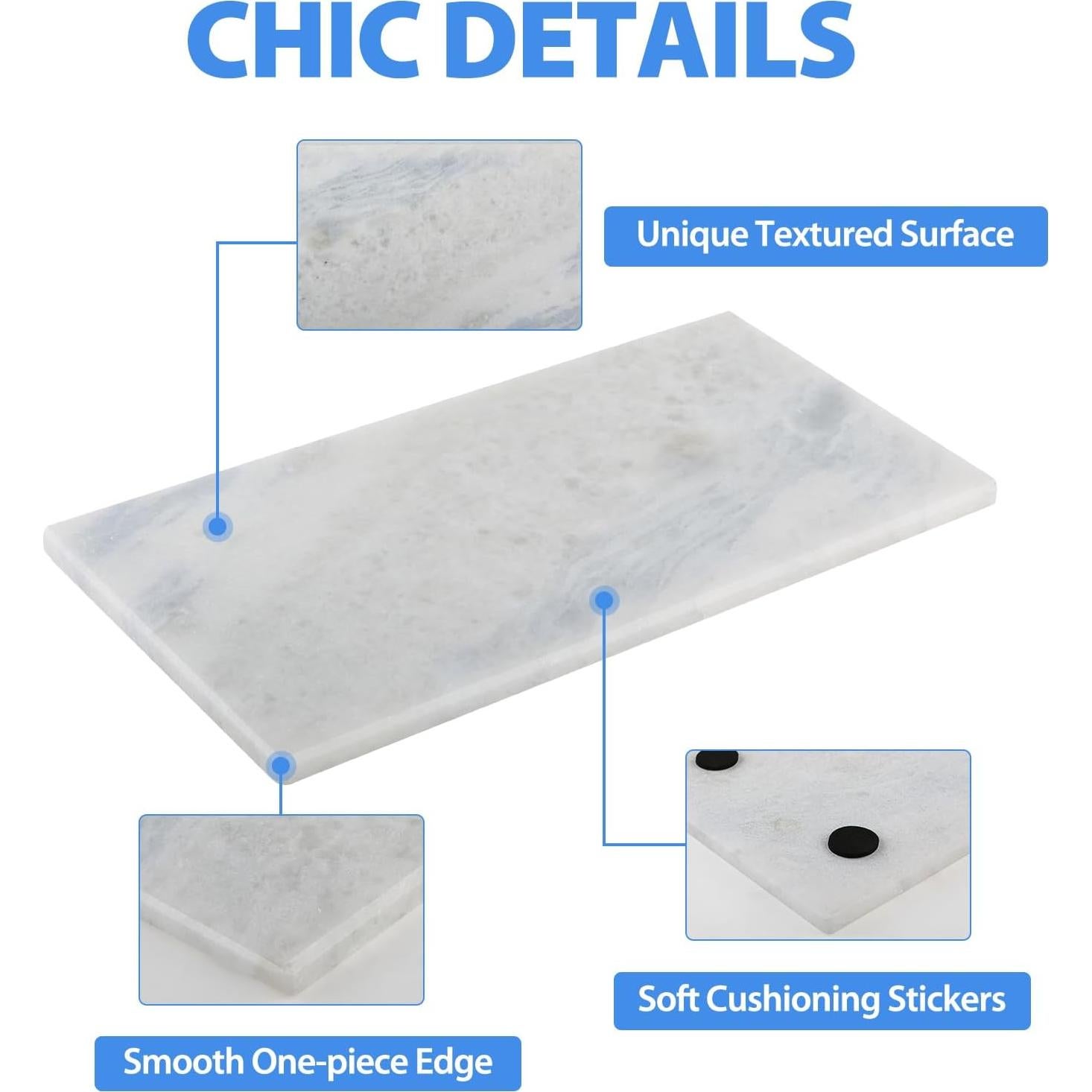 Bandeja de Mármol Natural Koville 30x15 cm para Cocina y Baño