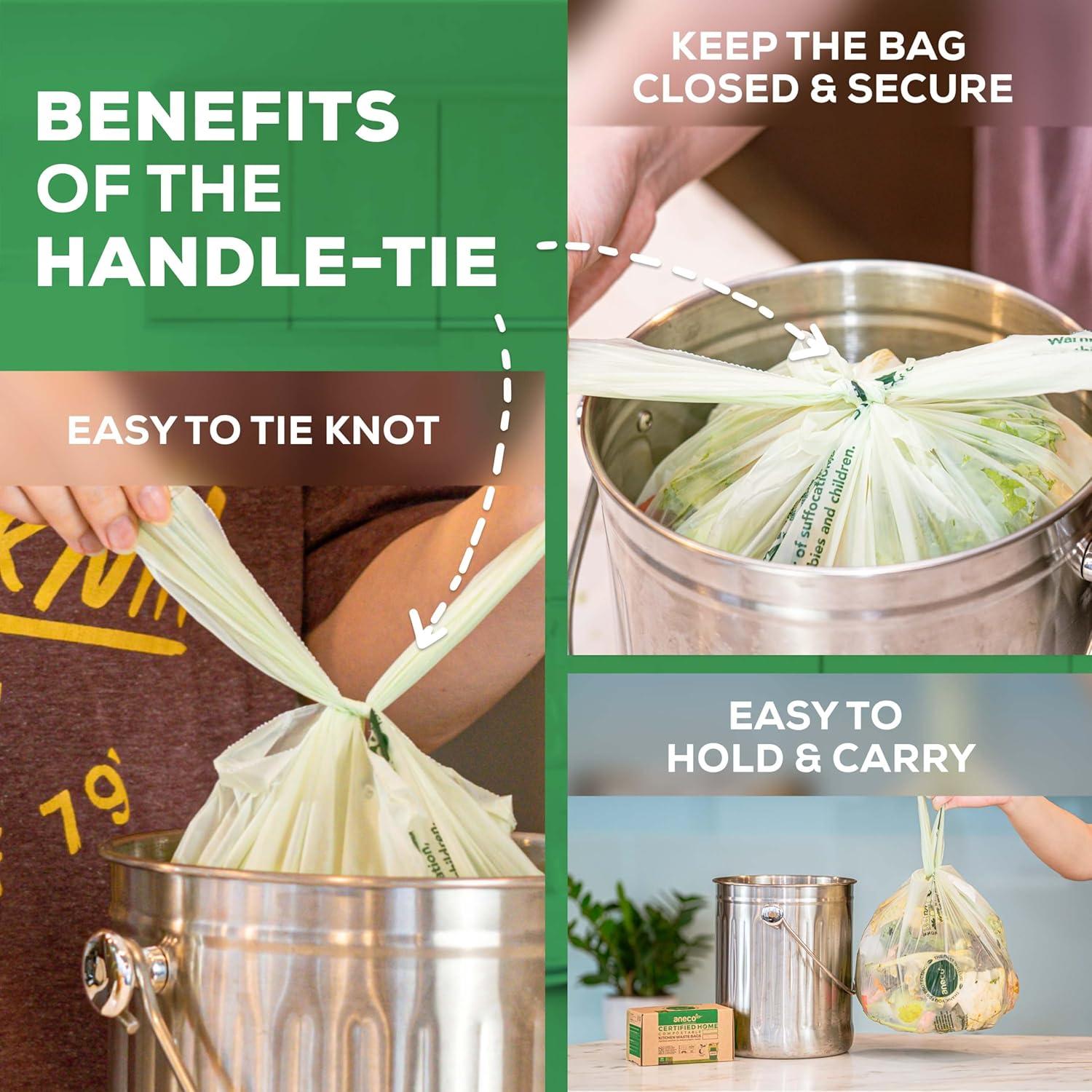 Bolsas Compostables ANECO 1.6 Galones con Asas - 30 Unidades