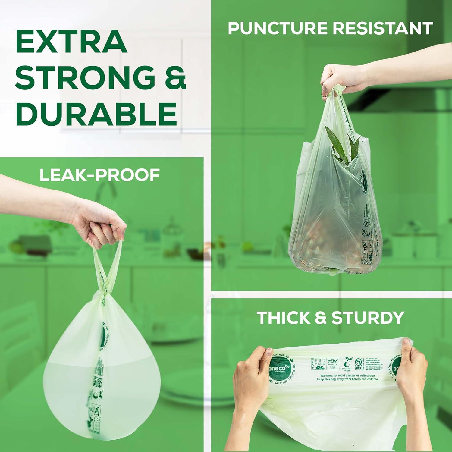 Bolsas Compostables ANECO 1.6 Galones con Asas - 30 Unidades