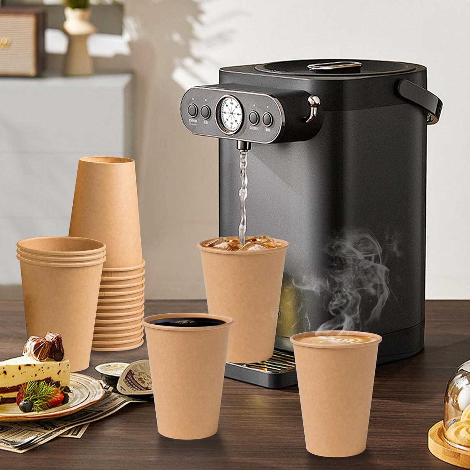 Paquete de 300 tazas de papel Kraft 12 oz SIUQ desechables