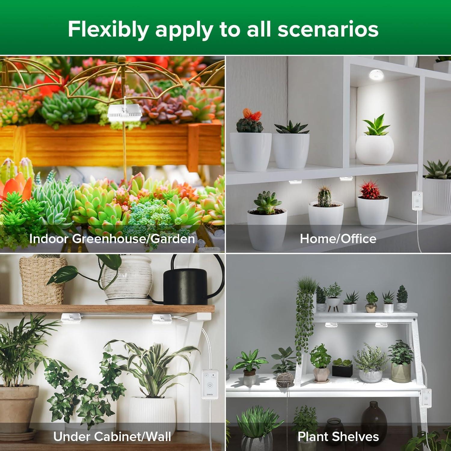 Luz de Crecimiento LED SANSI Puck 10W con Temporizador 4-12H