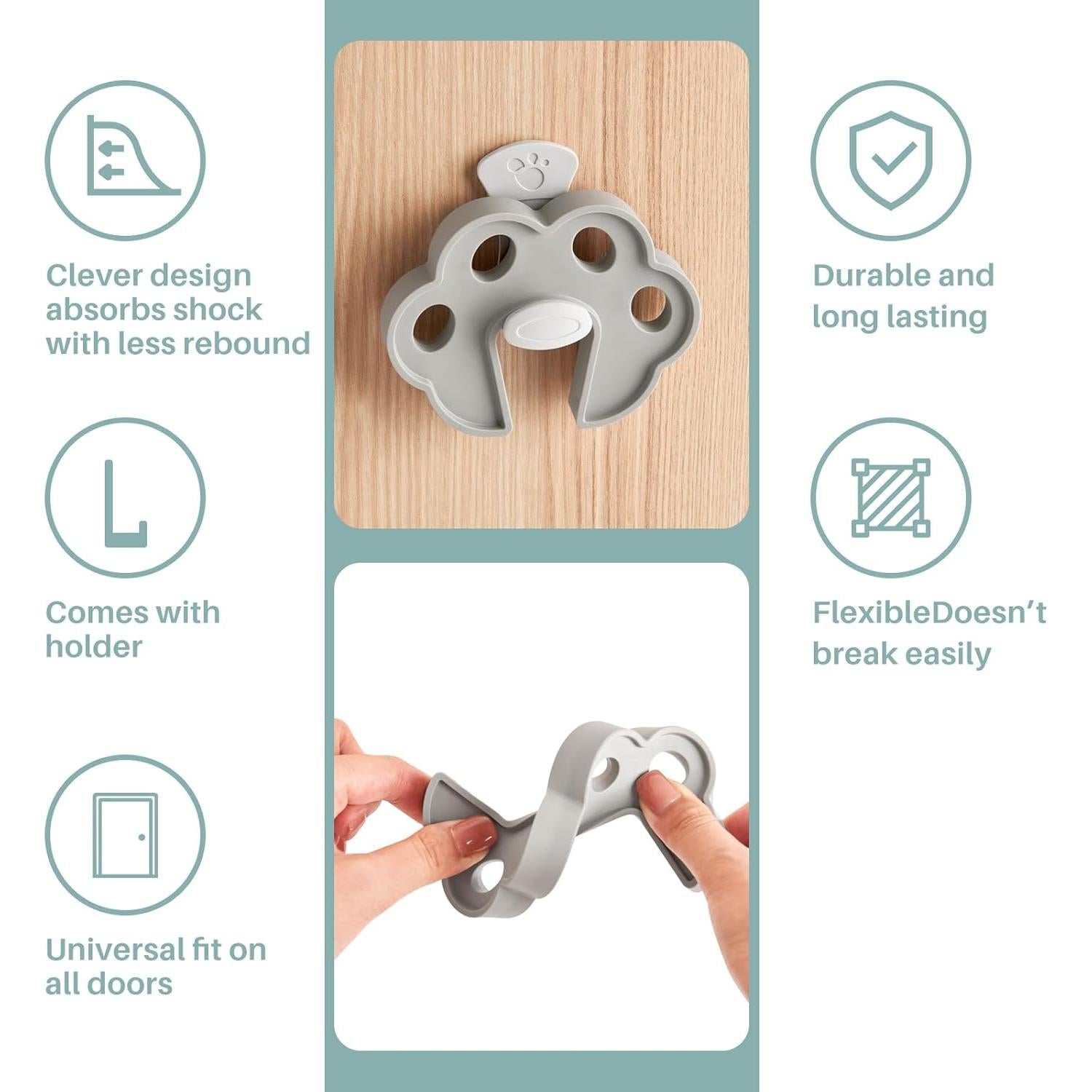 Protector de Puerta Inaya 2 Pack Silicona Gris para Niños