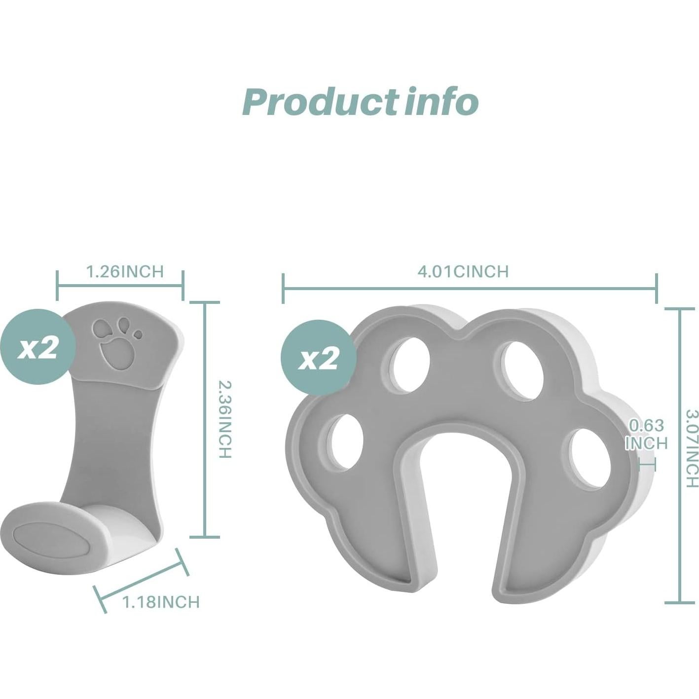 Protector de Puerta Inaya 2 Pack Silicona Gris para Niños