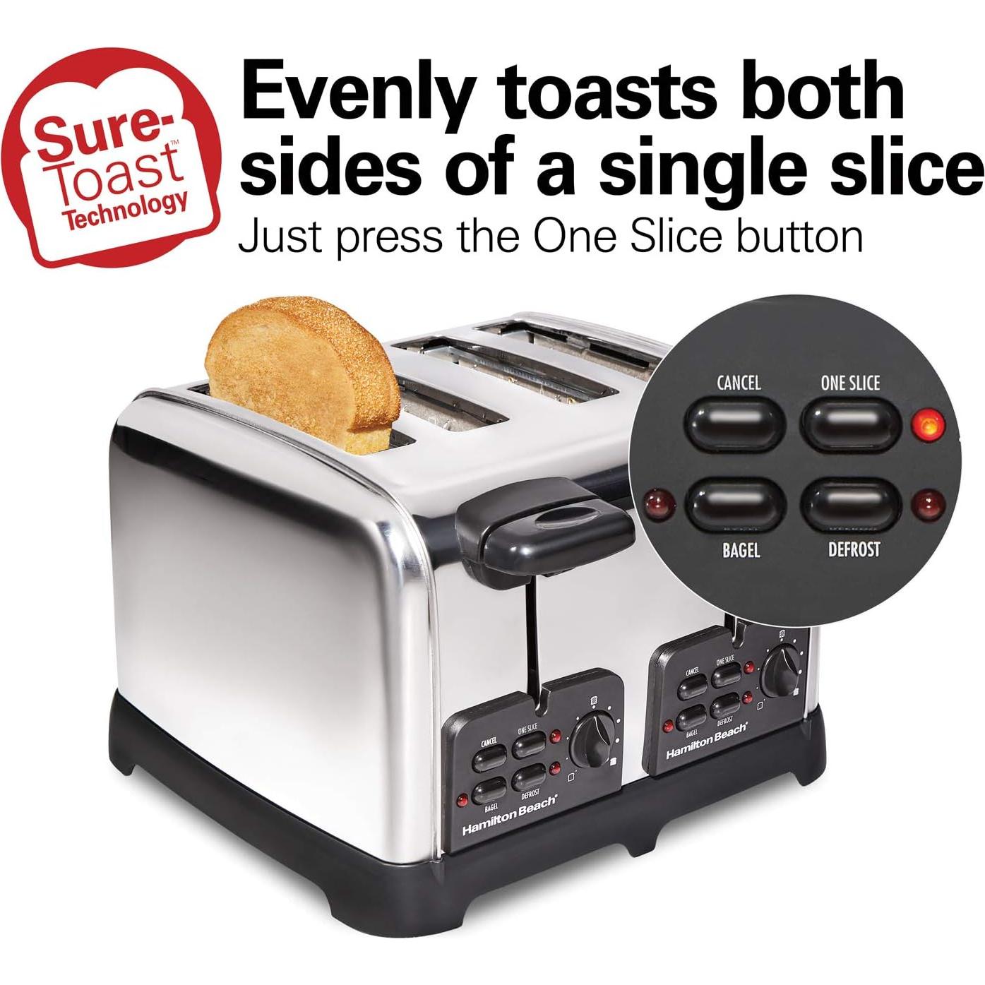 Tostadora Hamilton Beach 24782 Acero Inoxidable 4 Rebanadas