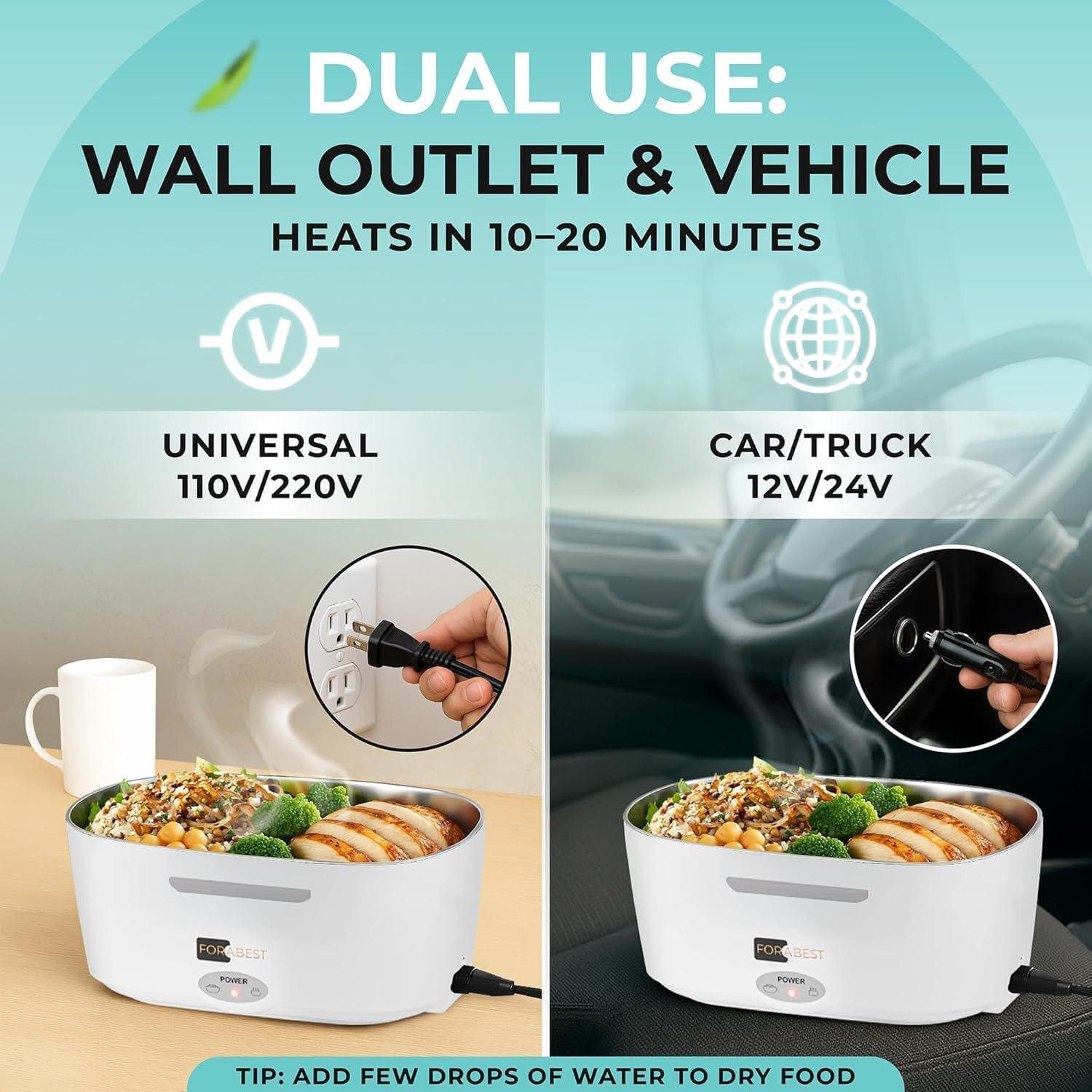 Caja de Almuerzo Eléctrica FORABEST 1.5L 80W Doble Voltaje