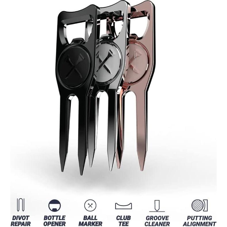 Herramienta de Divot 6-en-1 Blue Tees - Negro