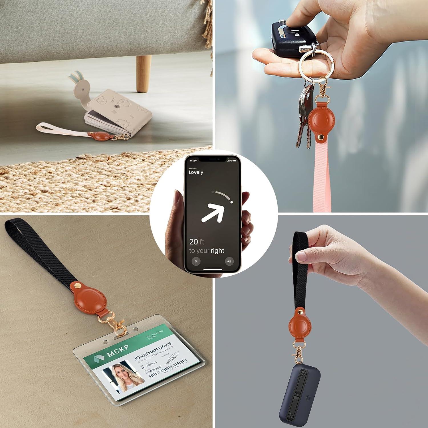 Airtag Keychain Holder with Hand Straps, Hand Straps Case for Apple Air Tags, Accessories for GPS Item Finder Tracker