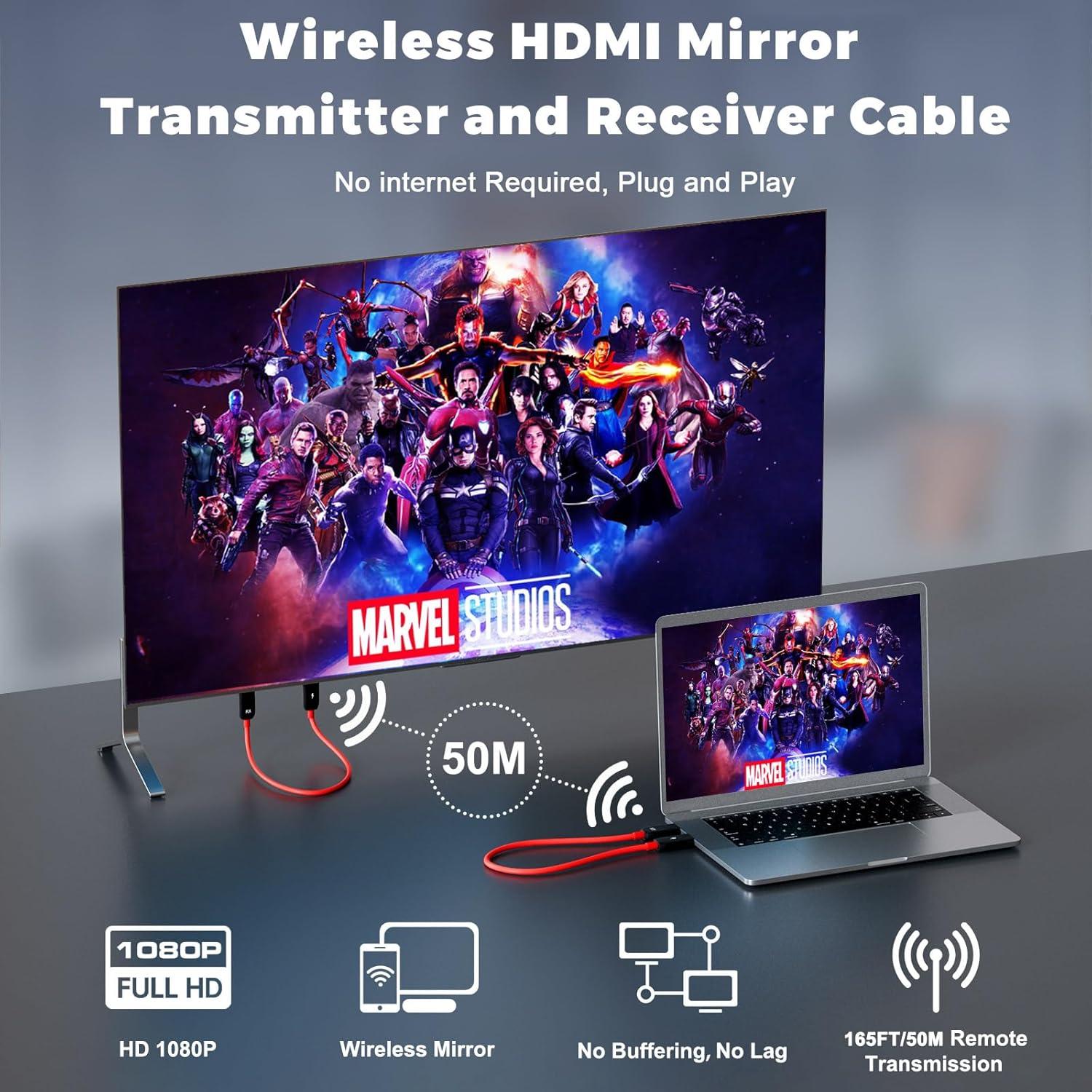 Transmisor y Receptor HDMI Inalámbrico PAUNEZUEL 50m 1080P