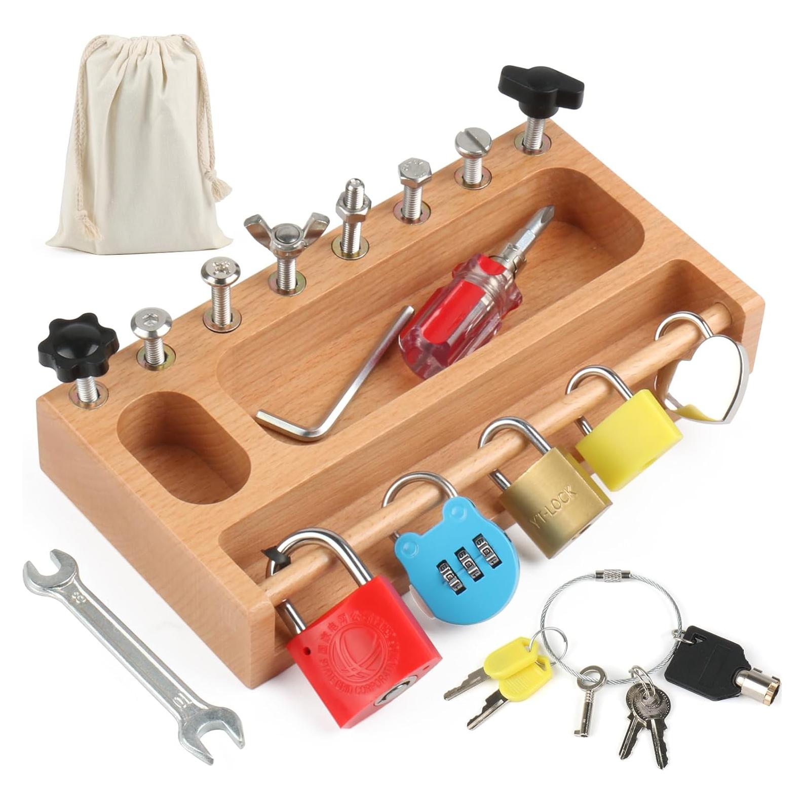 Juego de Tablero Montessori TOUHKAN con Destornillador y Cerradura