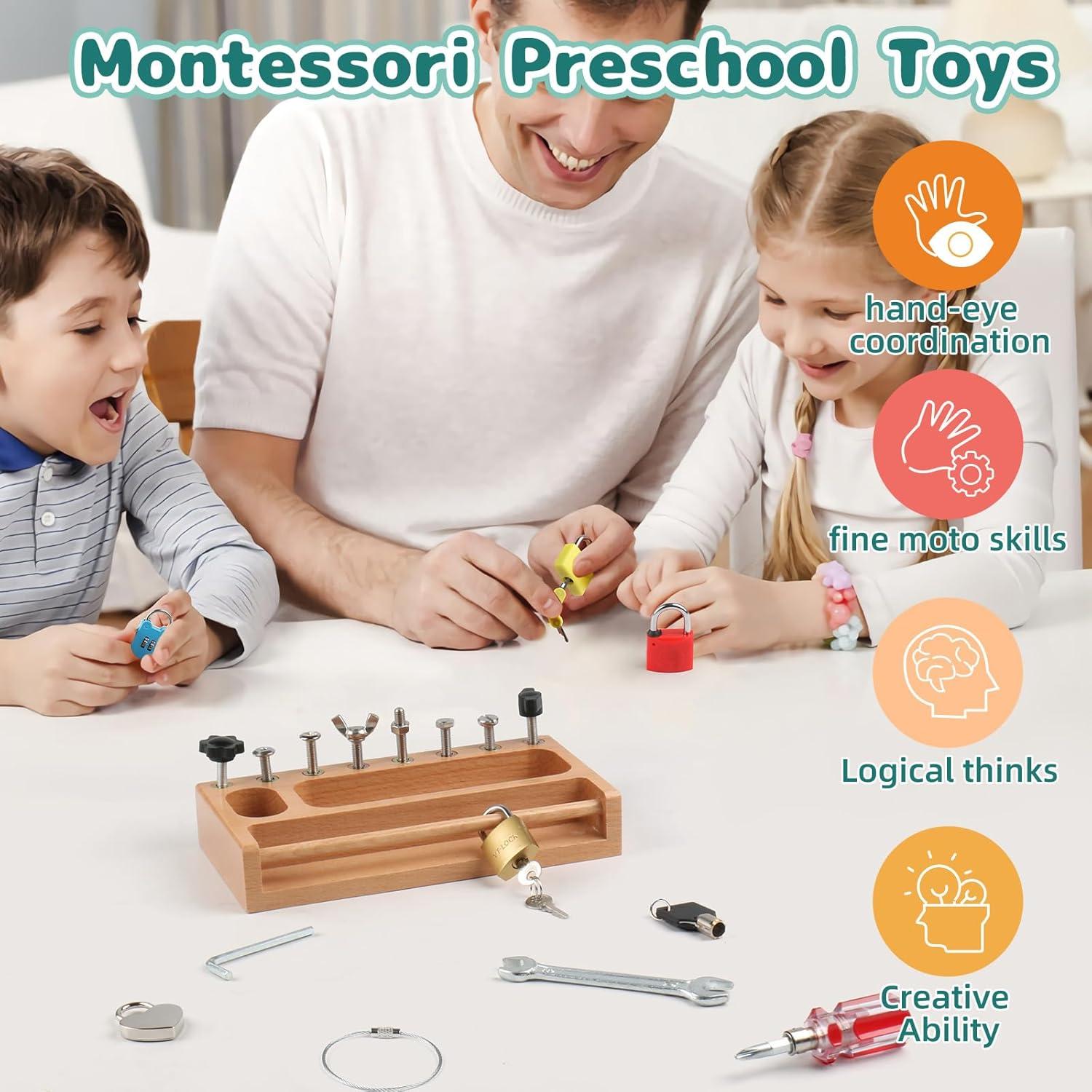 Juego de Tablero Montessori TOUHKAN con Destornillador y Cerradura