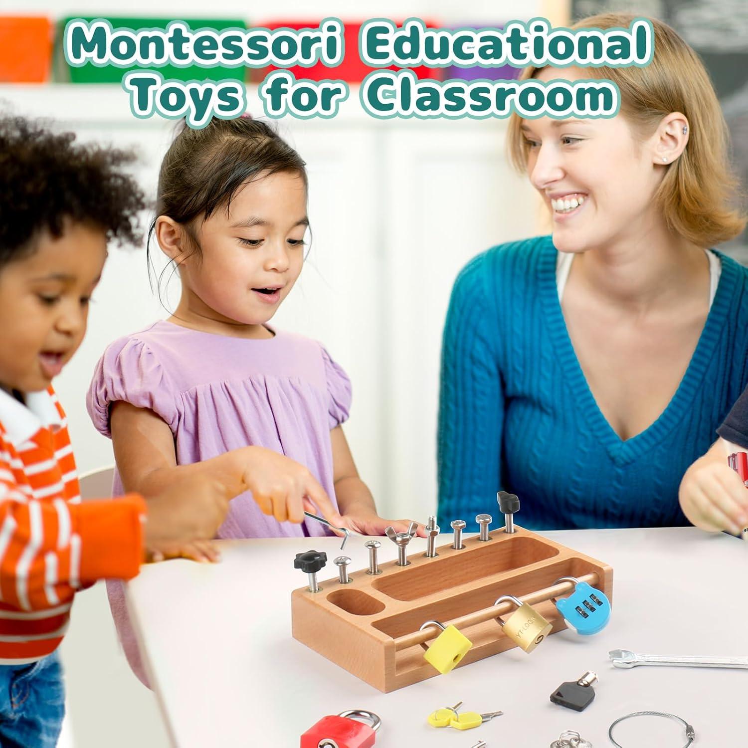 Juego de Tablero Montessori TOUHKAN con Destornillador y Cerradura