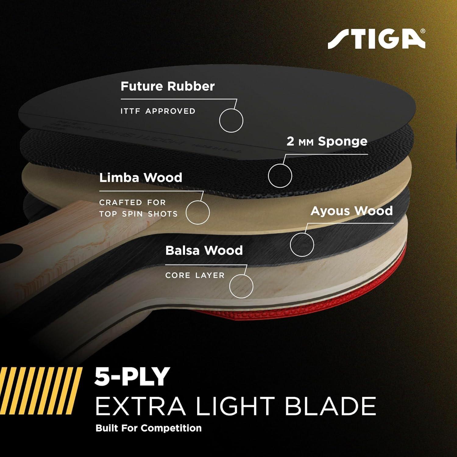 Raqueta de Tenis de Mesa STIGA Alpha - 5 Capas, 140g, Rojo