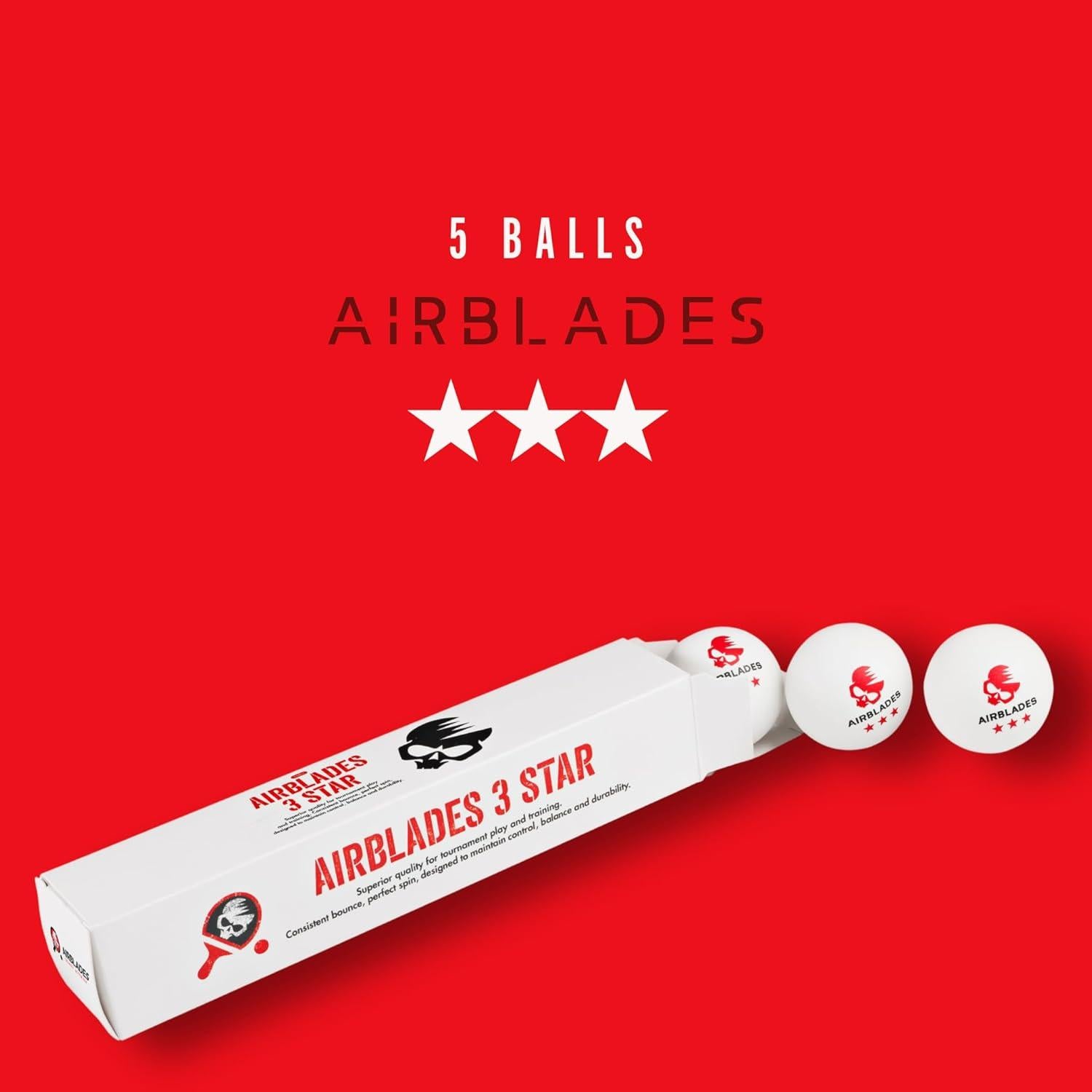 Pelotas de Ping Pong AirBlades 3 Estrellas Paquete de 5