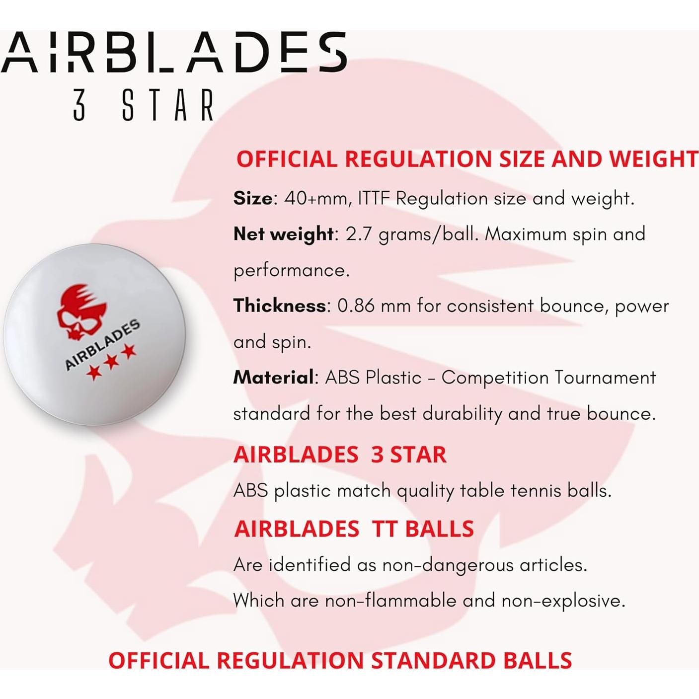 Pelotas de Ping Pong AirBlades 3 Estrellas Paquete de 5
