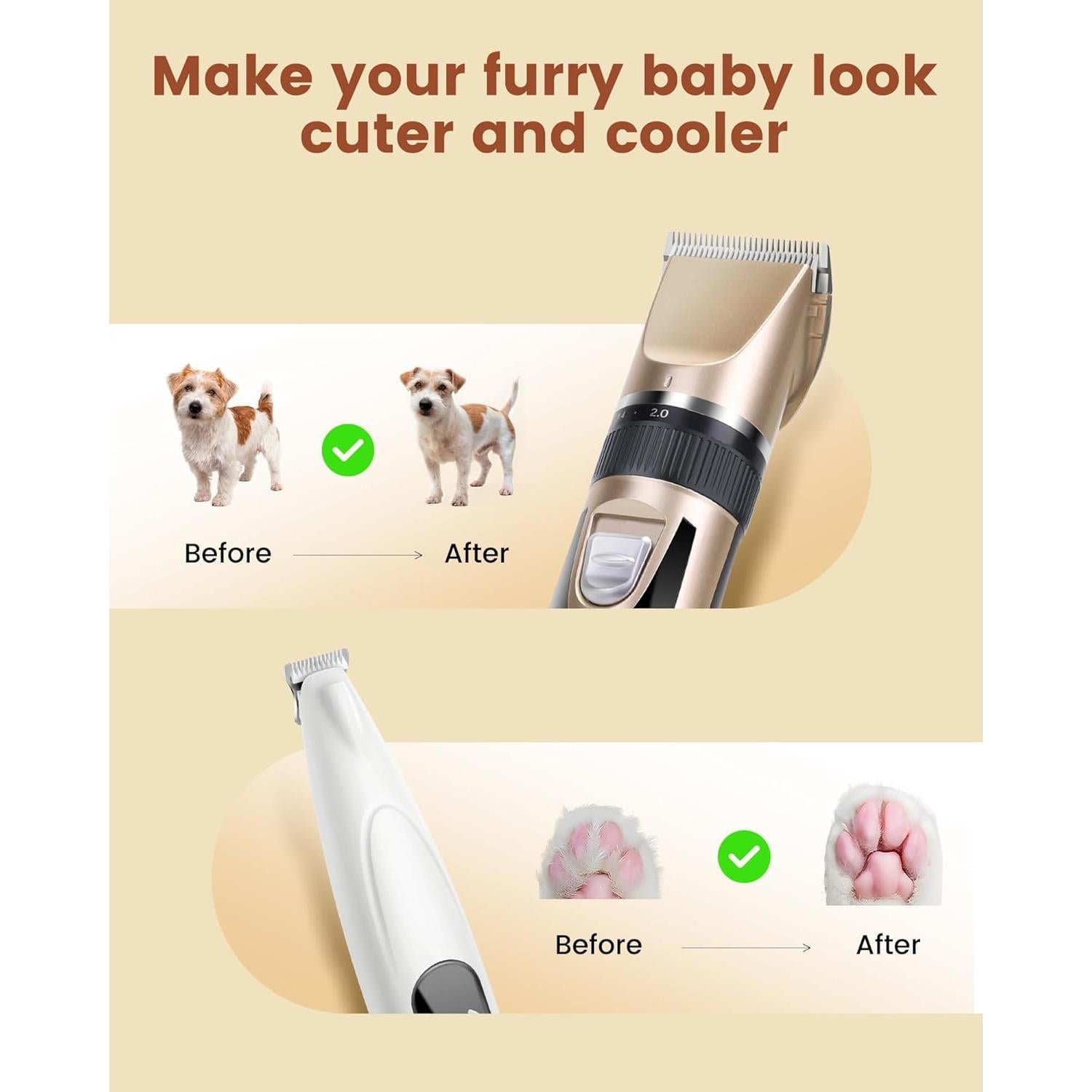 Kit de Aseo para Perros PAPMINI Inalámbrico 2000 mAh Oro