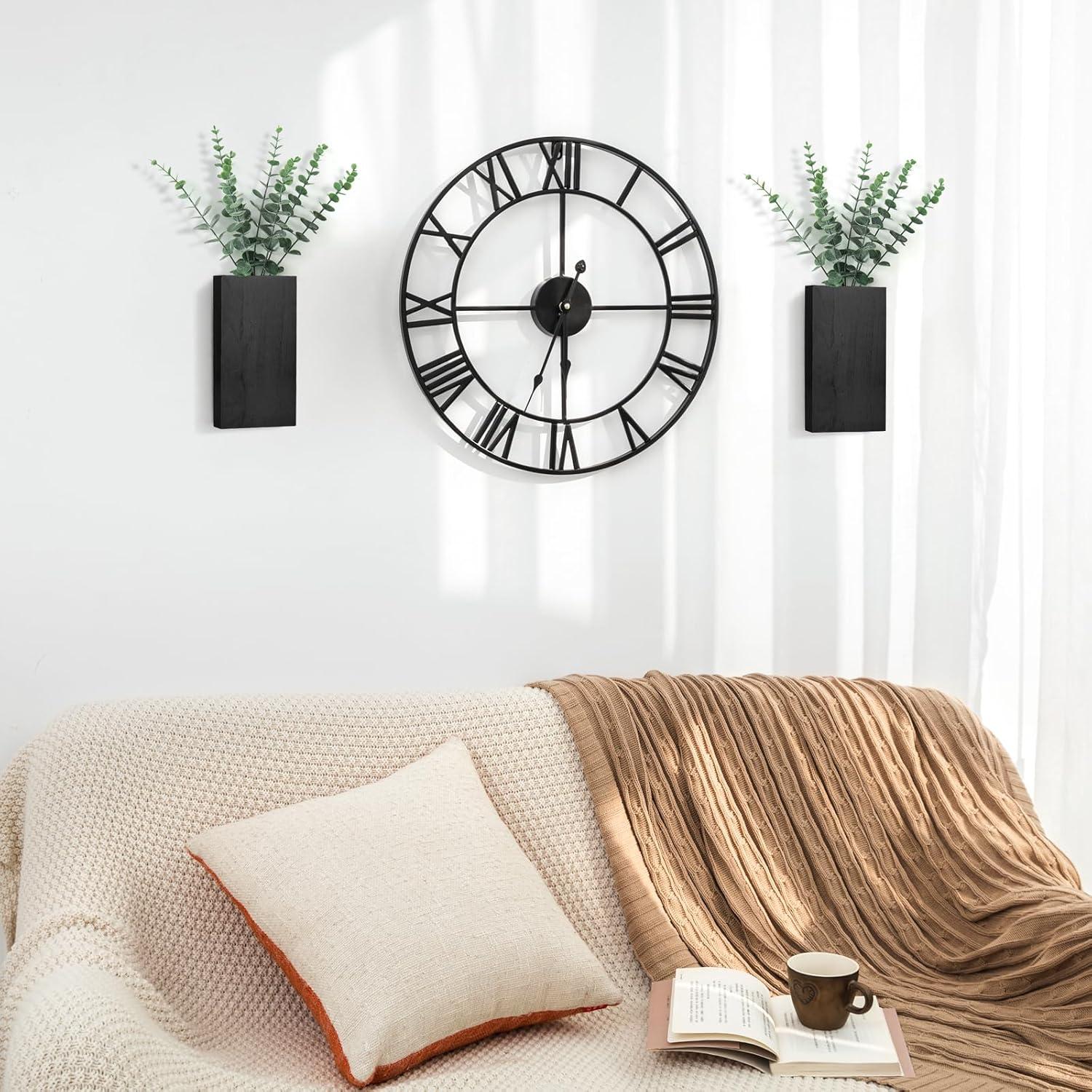 Maceta de Pared de Madera Dahey con Eucalipto Artificial 2 Piezas