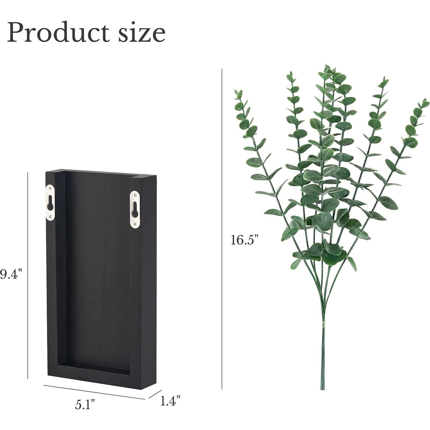 Maceta de Pared de Madera Dahey con Eucalipto Artificial 2 Piezas