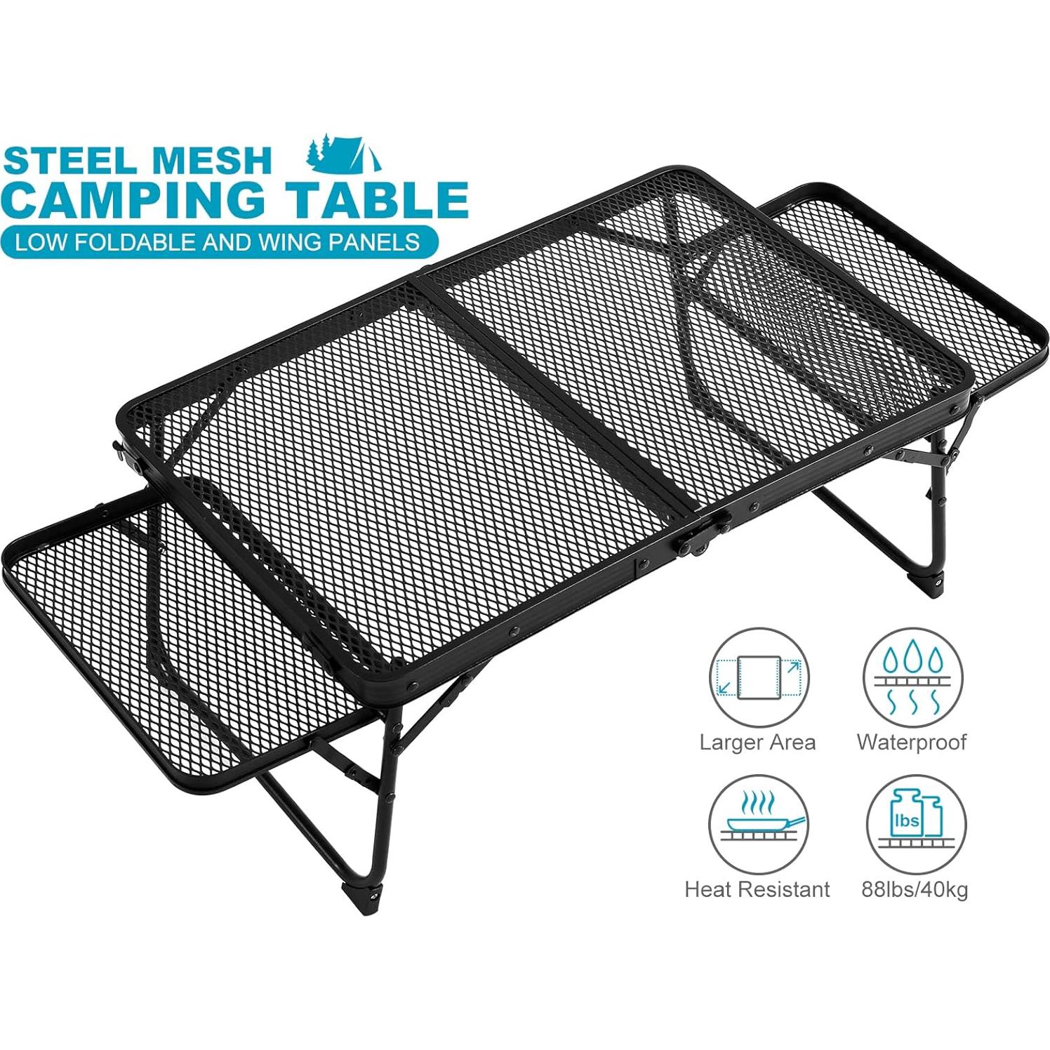Mesa de Camping Plegable SKIKEN 91.44 cm con 2 Estantes