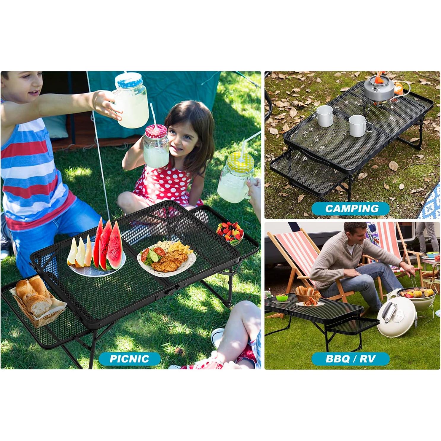 Mesa de Camping Plegable SKIKEN 91.44 cm con 2 Estantes