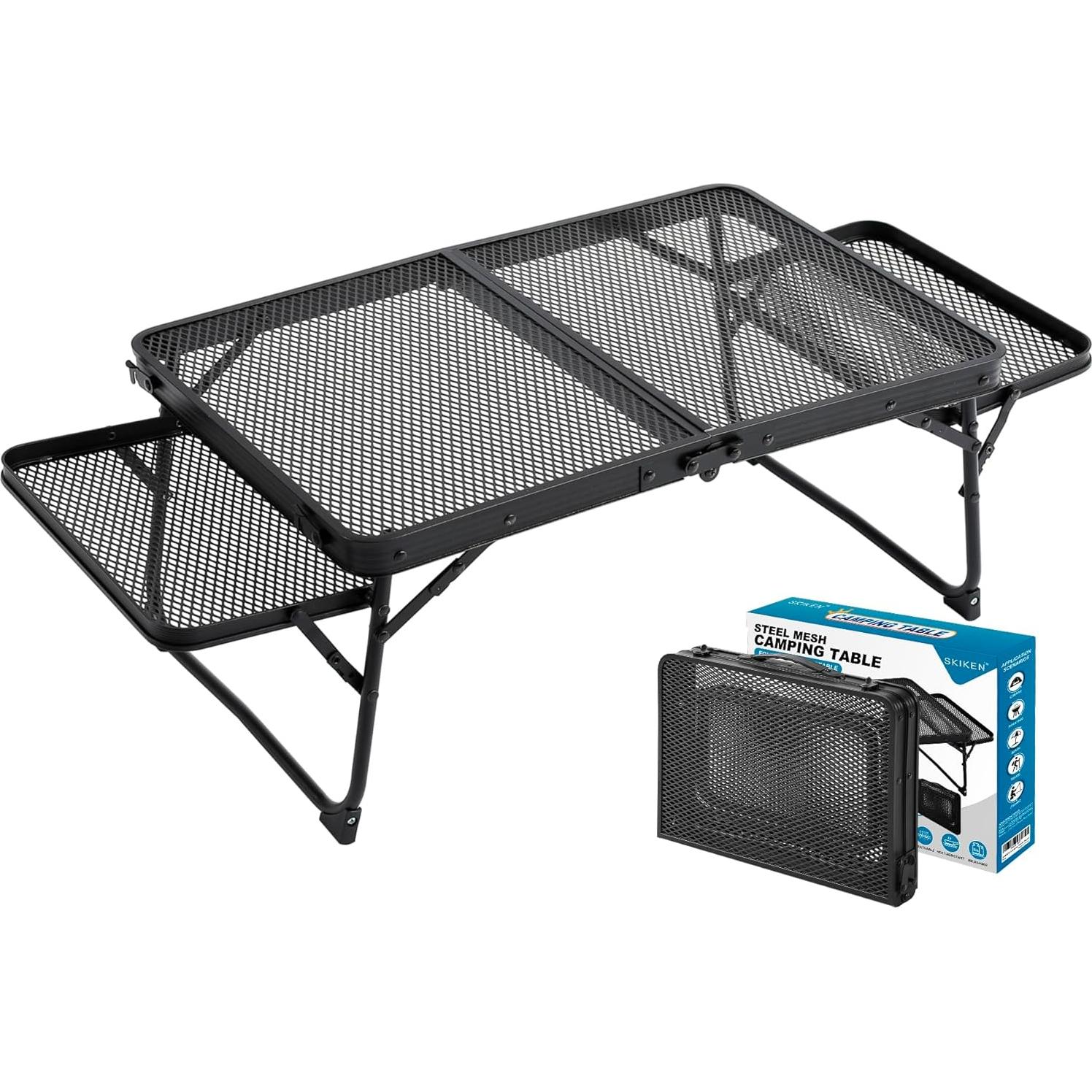 Mesa de Camping Plegable SKIKEN 91.44 cm con 2 Estantes
