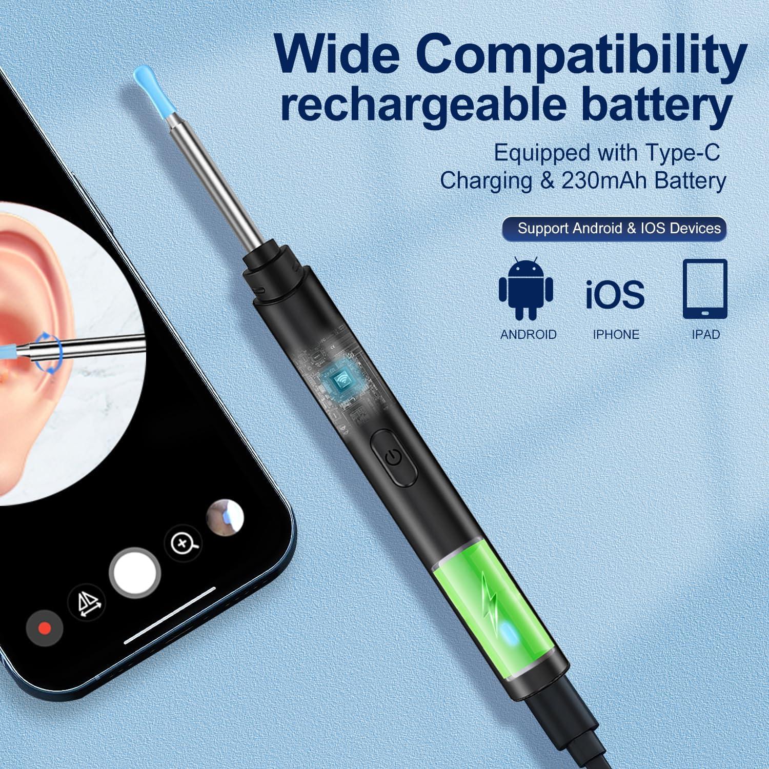 Kit Eliminación Cera de Oído Edicc con Cámara HD 1296P y LED