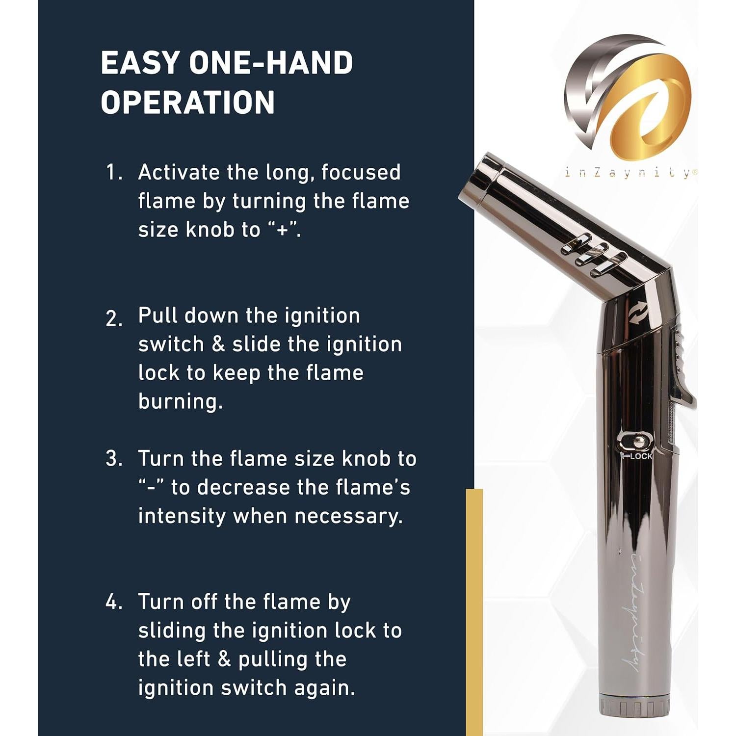 Encendedor de Pluma inZaynity - Llama Jet Ajustable a Prueba de Viento