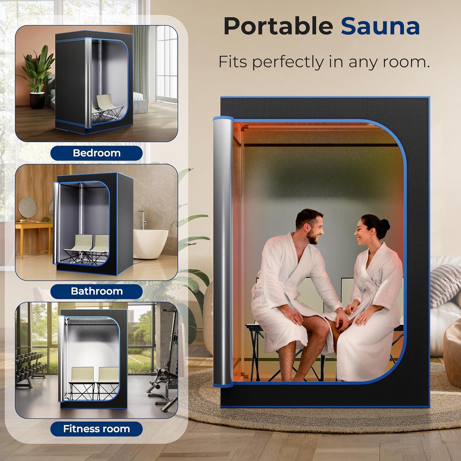 Sauna Portátil SereneLife para 2 Personas con Vapor 4L