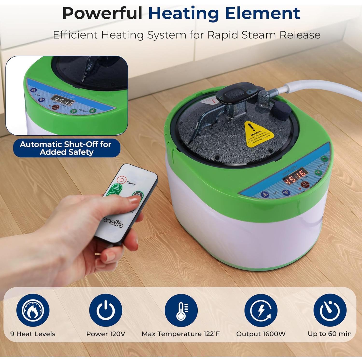 Sauna Portátil SereneLife para 2 Personas con Vapor 4L