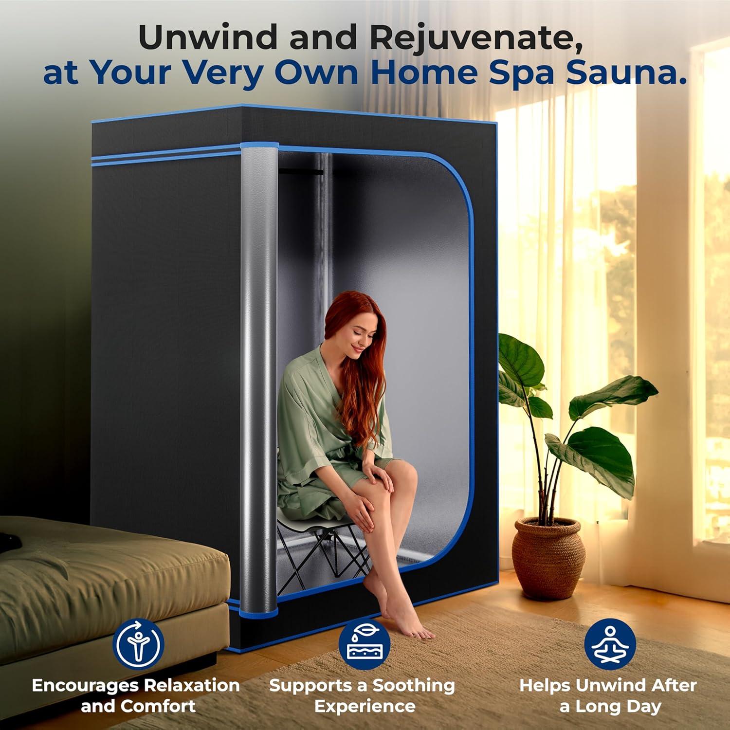 Sauna Portátil SereneLife para 2 Personas con Vapor 4L