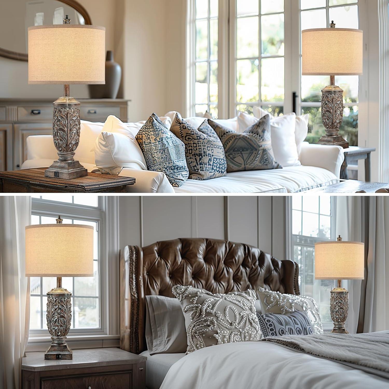 Juego de 2 Lámparas de Mesa Vintage Fullarge 72.4 cm Bronce