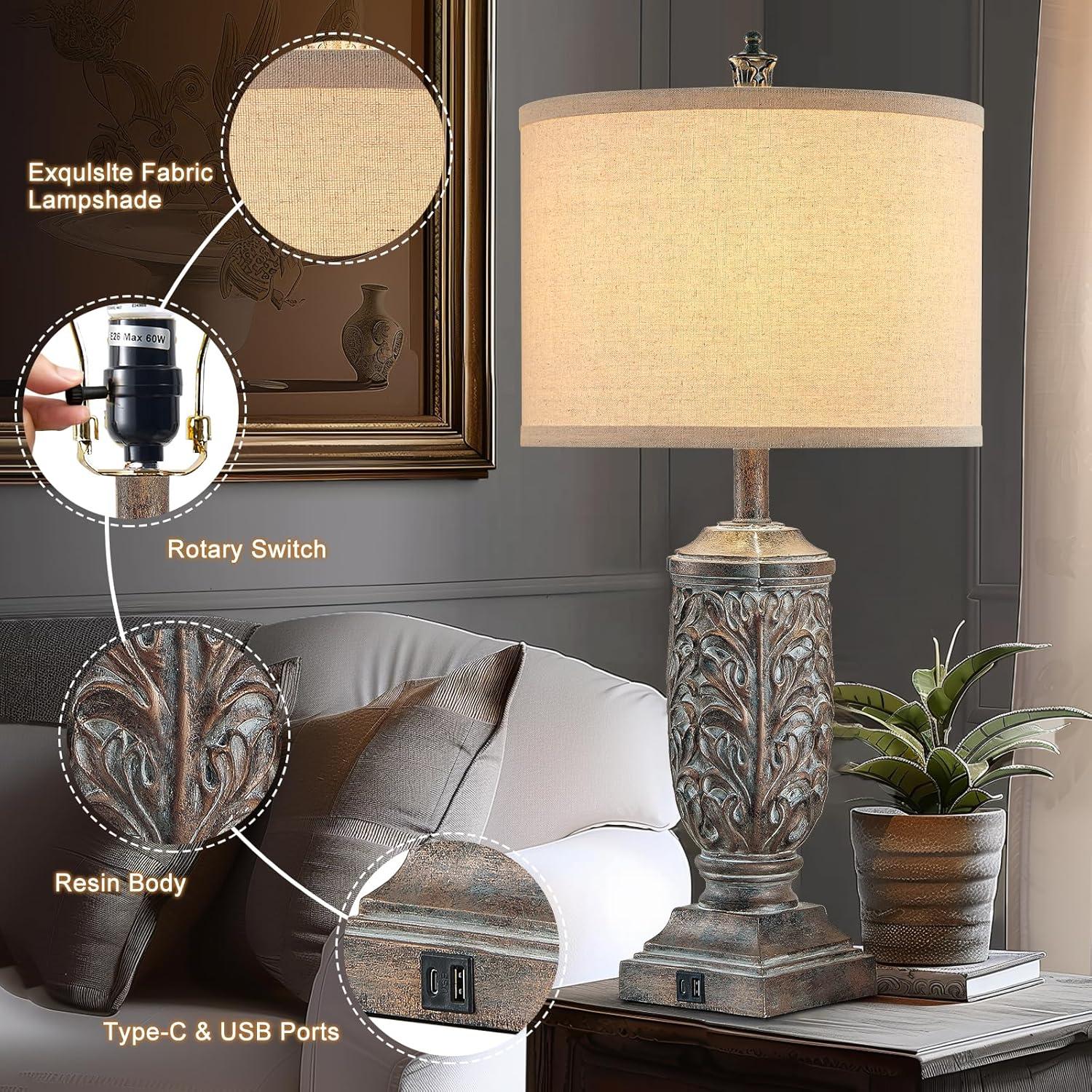 Juego de 2 Lámparas de Mesa Vintage Fullarge 72.4 cm Bronce