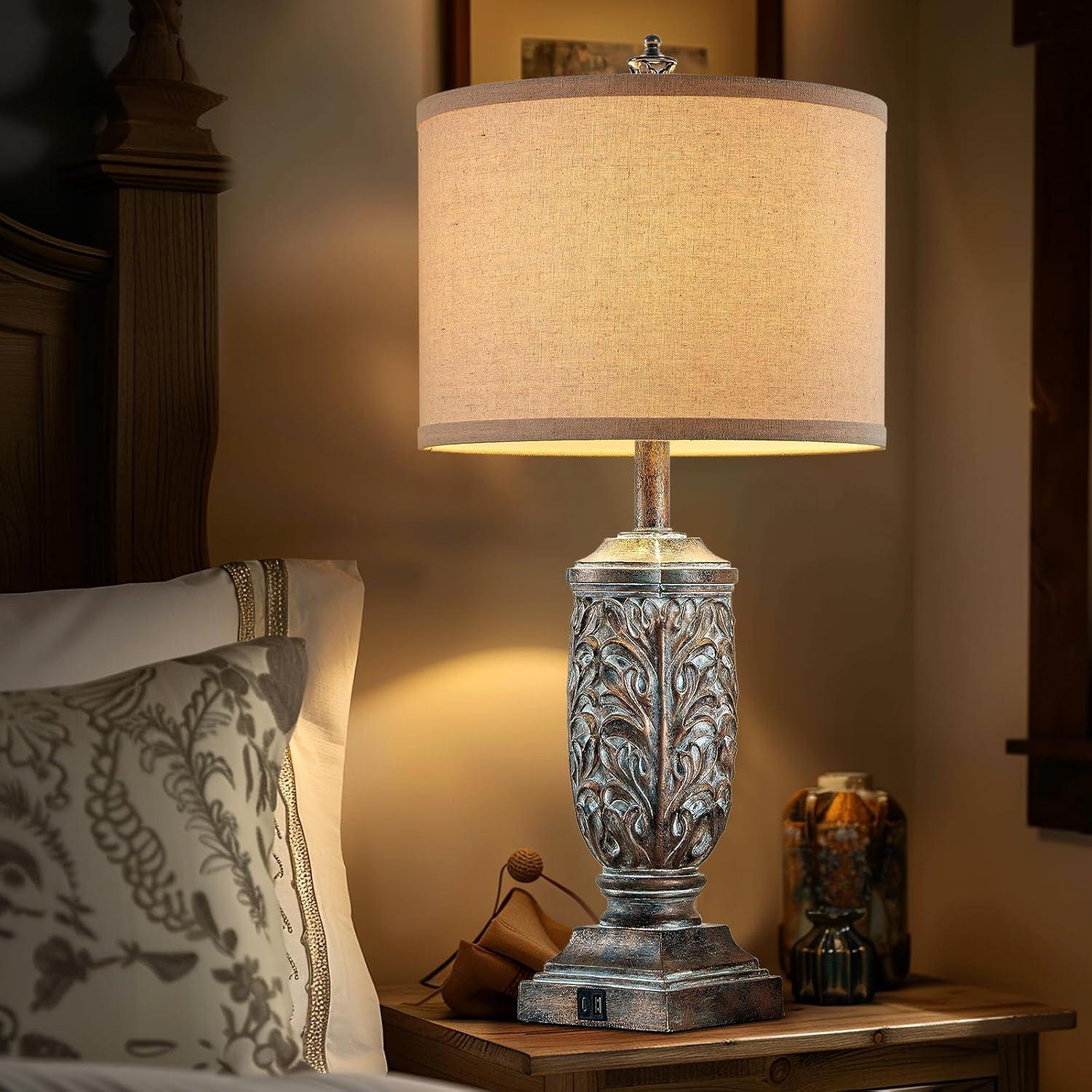 Juego de 2 Lámparas de Mesa Vintage Fullarge 72.4 cm Bronce